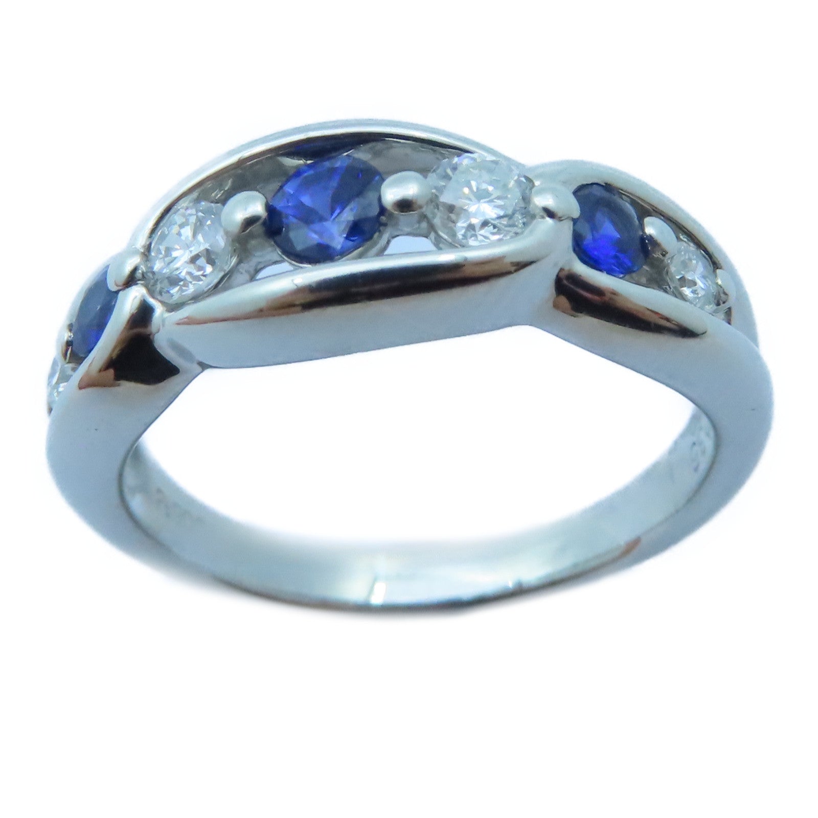 JEWELRY 【激減優惠】PT900白金Sapphire/Diamond Ring 0.35ct藍寶石/0.29ct鑽石戒指US#6.25