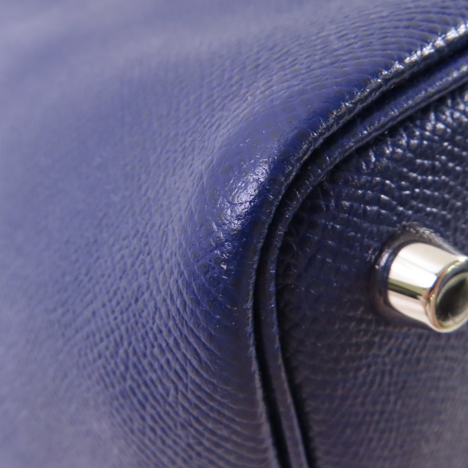 HERMES Epsom皮革Picotin PM Tote Bag銀扣手挽袋藍色