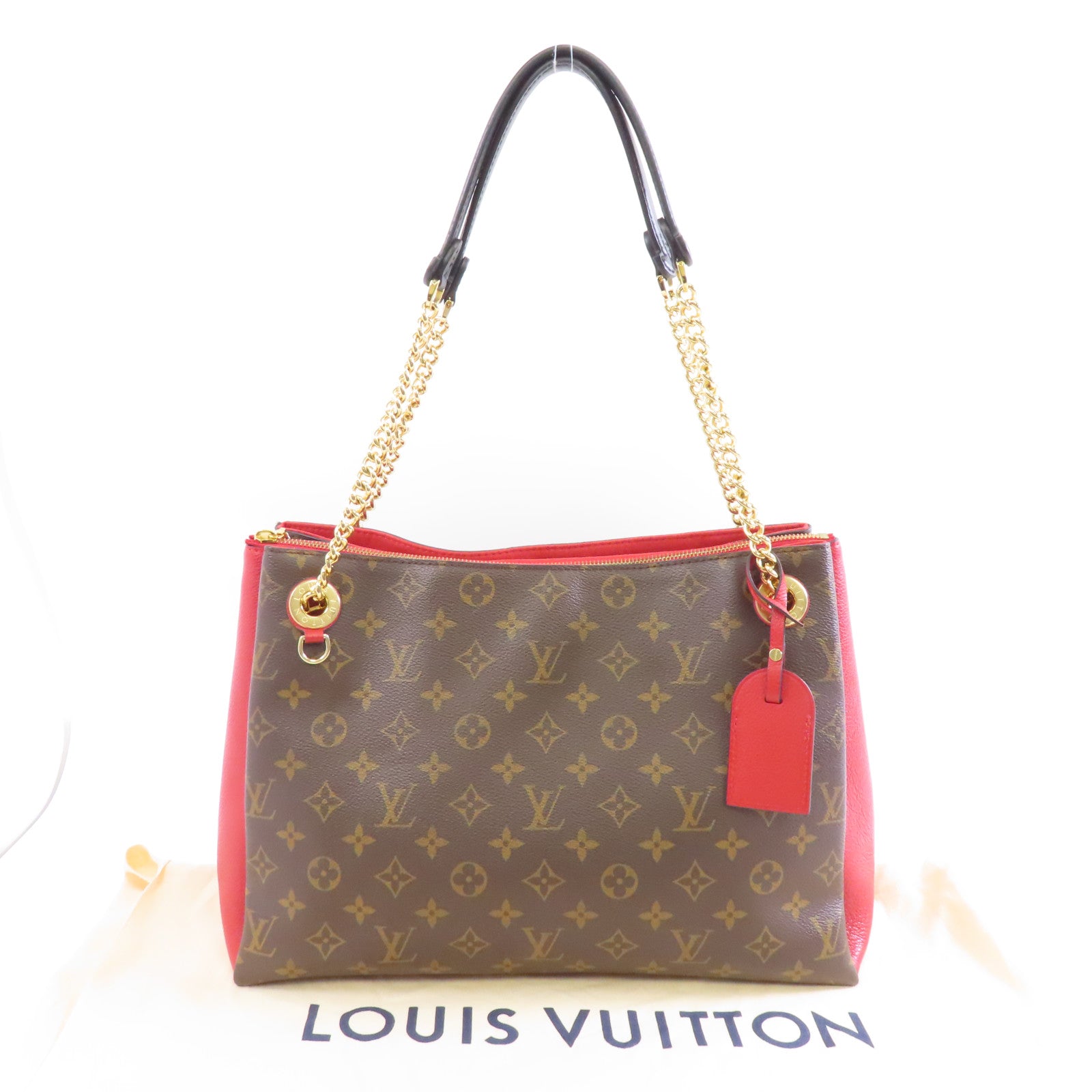 LOUIS VUITTON Monogram Surene MM金扣鏈帶肩背袋啡色
