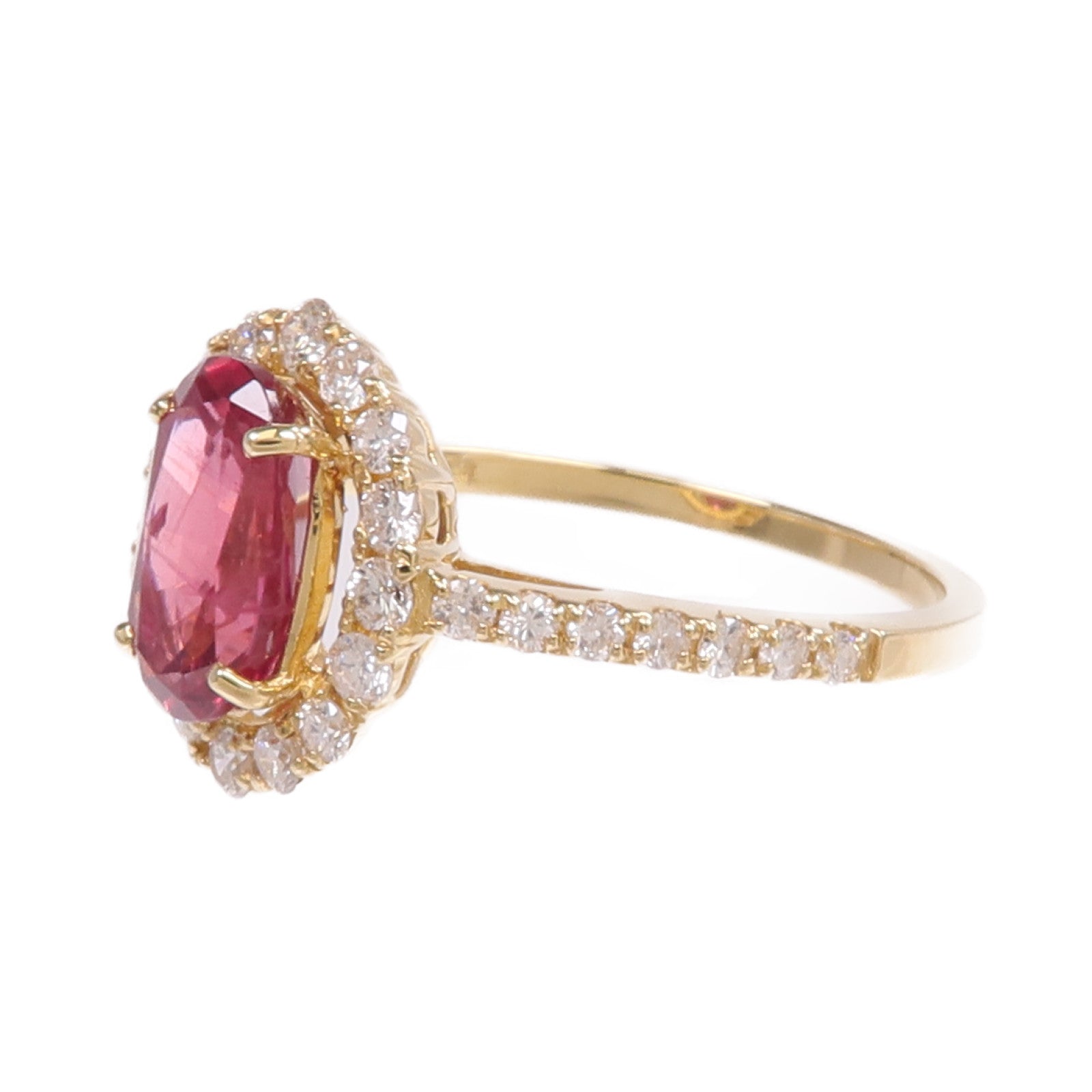 JEWELRY 【激減優惠】18K黃金Ruby Diamond Ring紅寶石/鑽石戒指US#6.75