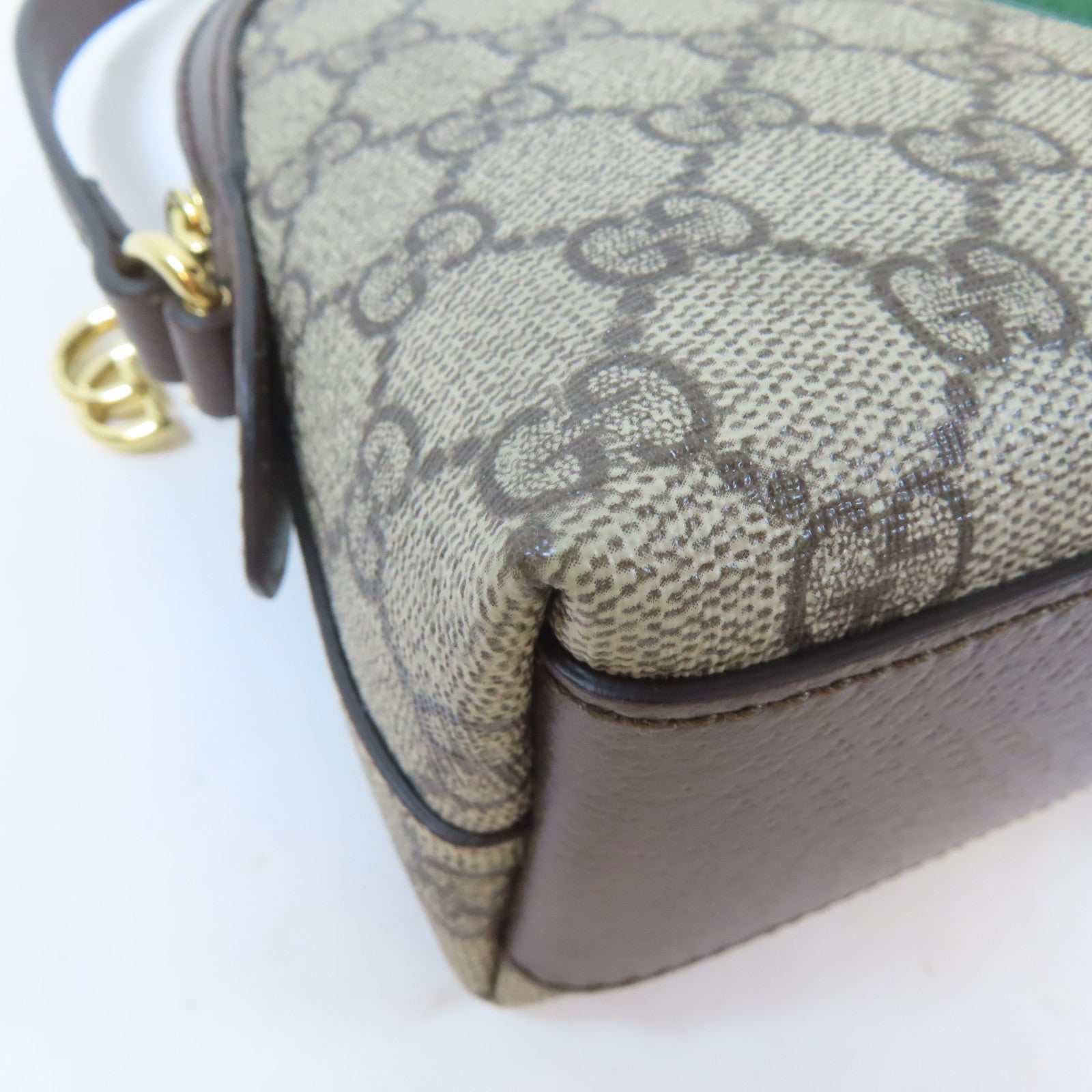 GUCCI 塗層帆布Ophidia GG金扣肩背袋啡色