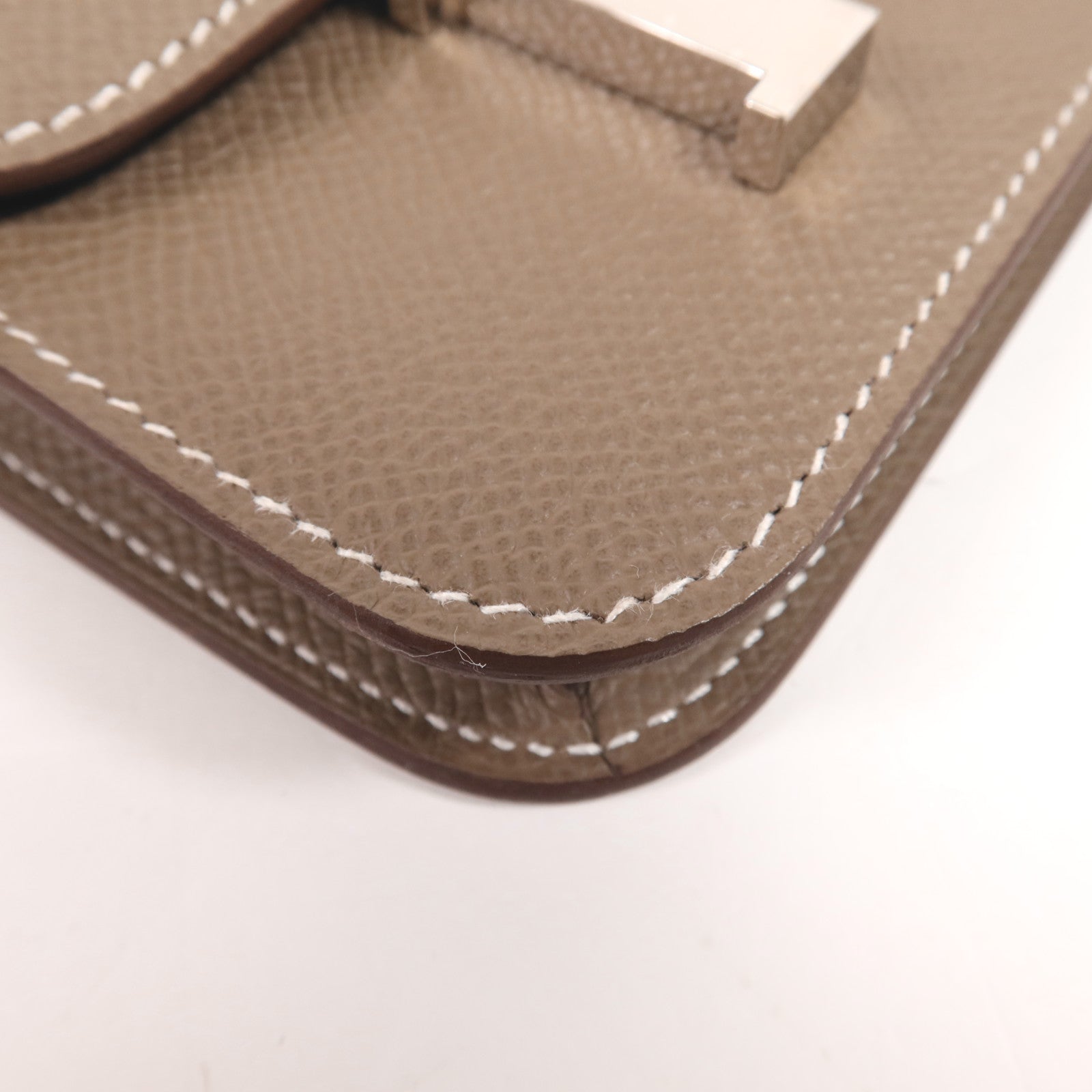 HERMES Evercolor皮革Constance Slim銀扣錢包Etoupe