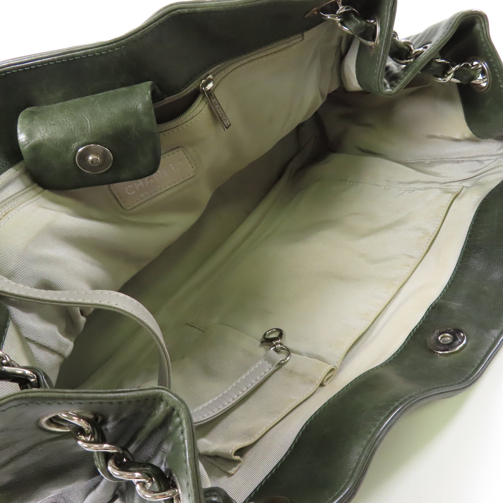 CHANEL CC SHW Tote Bag Chain Tote Bag Calfskin Leather Green