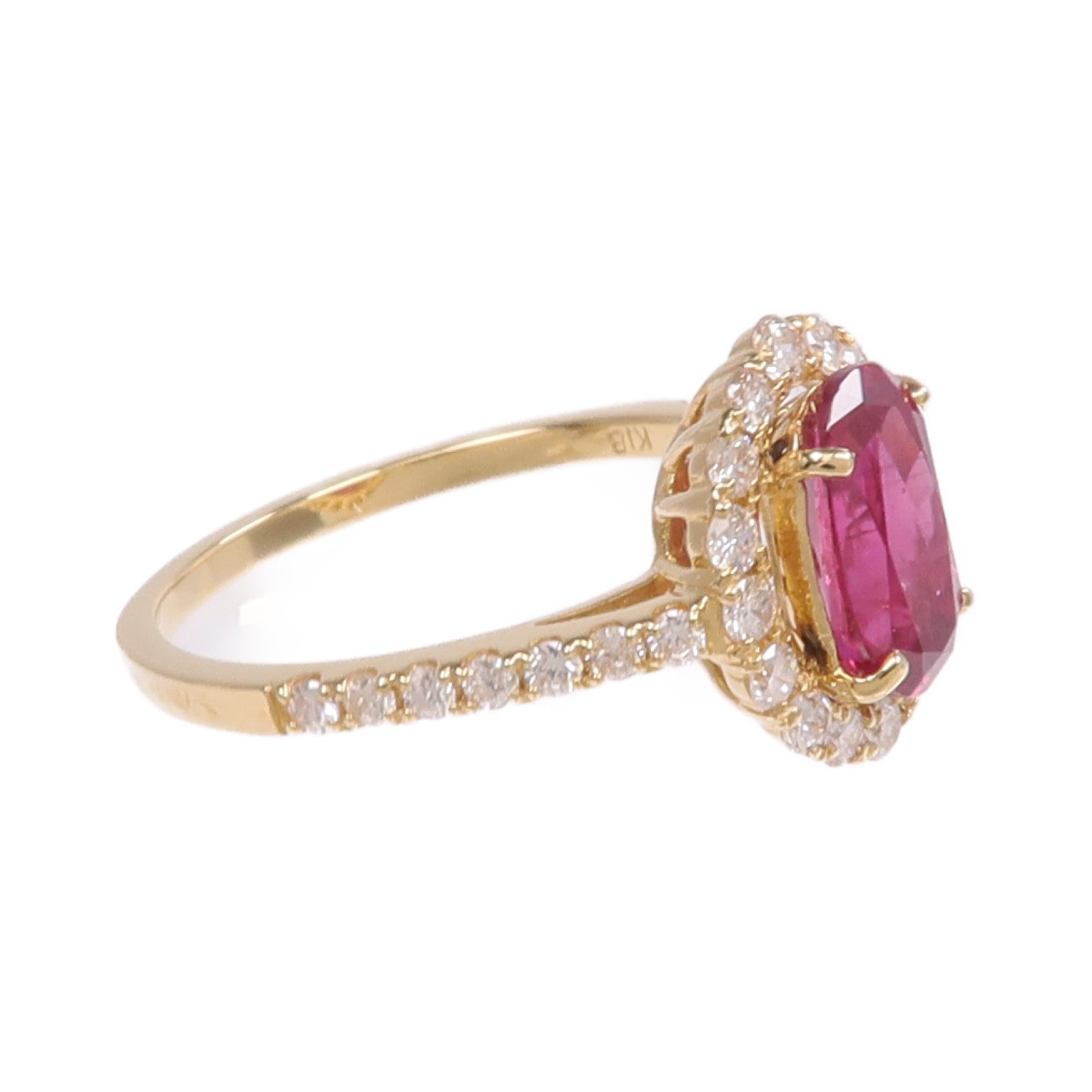 JEWELRY 【激減優惠】18K黃金Ruby Diamond Ring紅寶石/鑽石戒指US#6.75