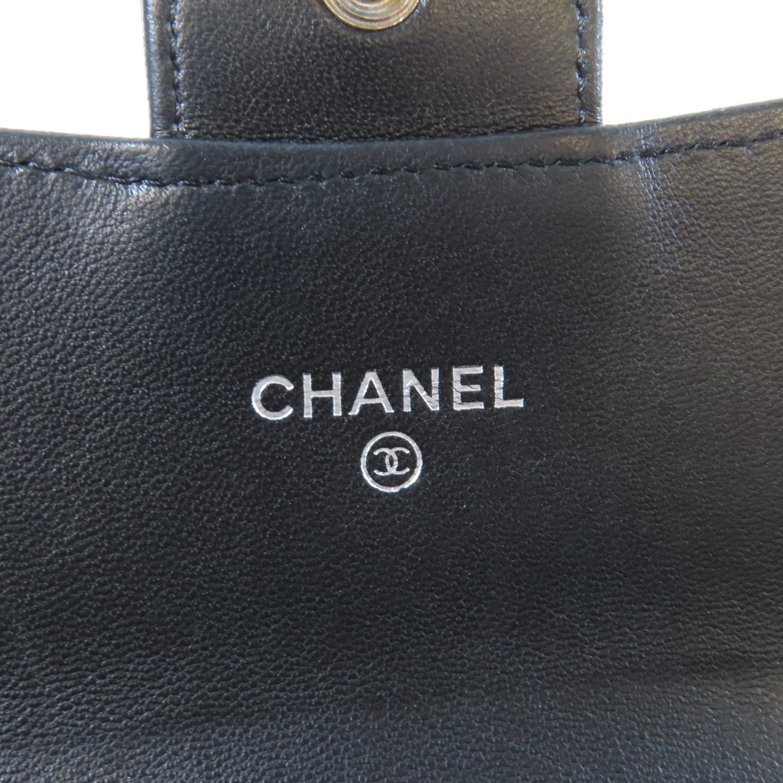 CHANEL 【激減優惠】菱格羊皮皮革Long Wallet銀扣長錢包黑色