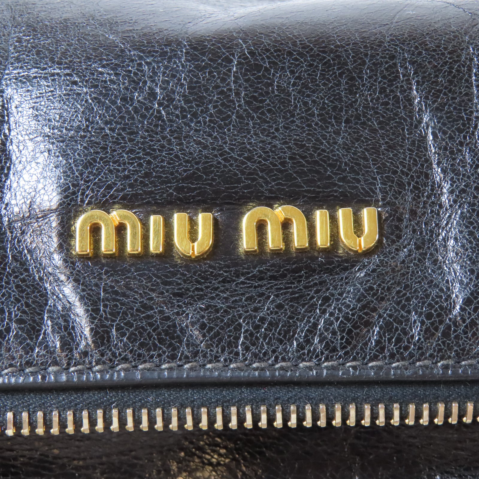 Miu Miu 皮革Shoulder Bag金扣手挽肩背兩用袋黑色