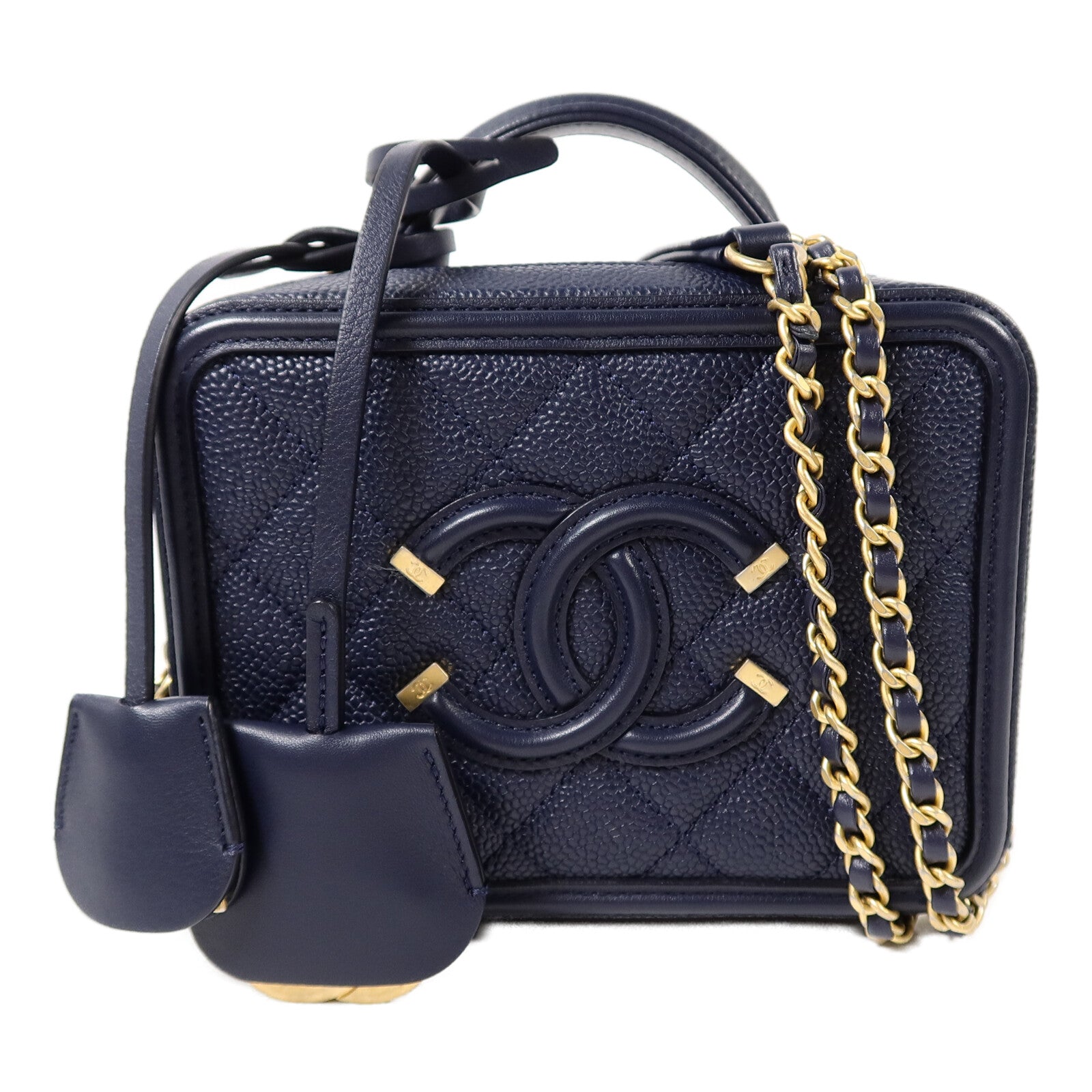 CHANEL 牛皮皮革CC Filigree Vanity Case手挽肩背兩用袋