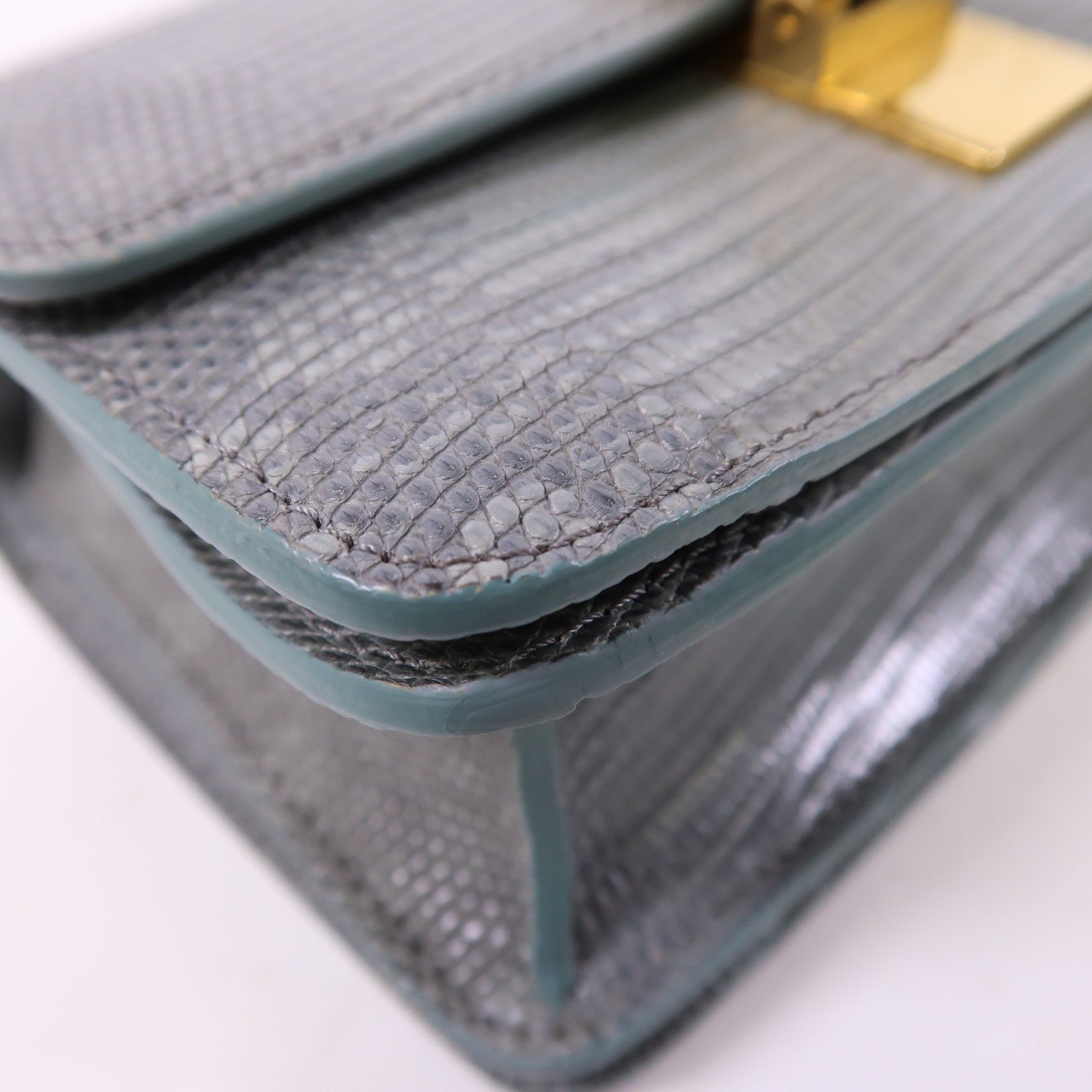 CELINE 蜥蝪皮革Teen Classic Box金扣肩背袋