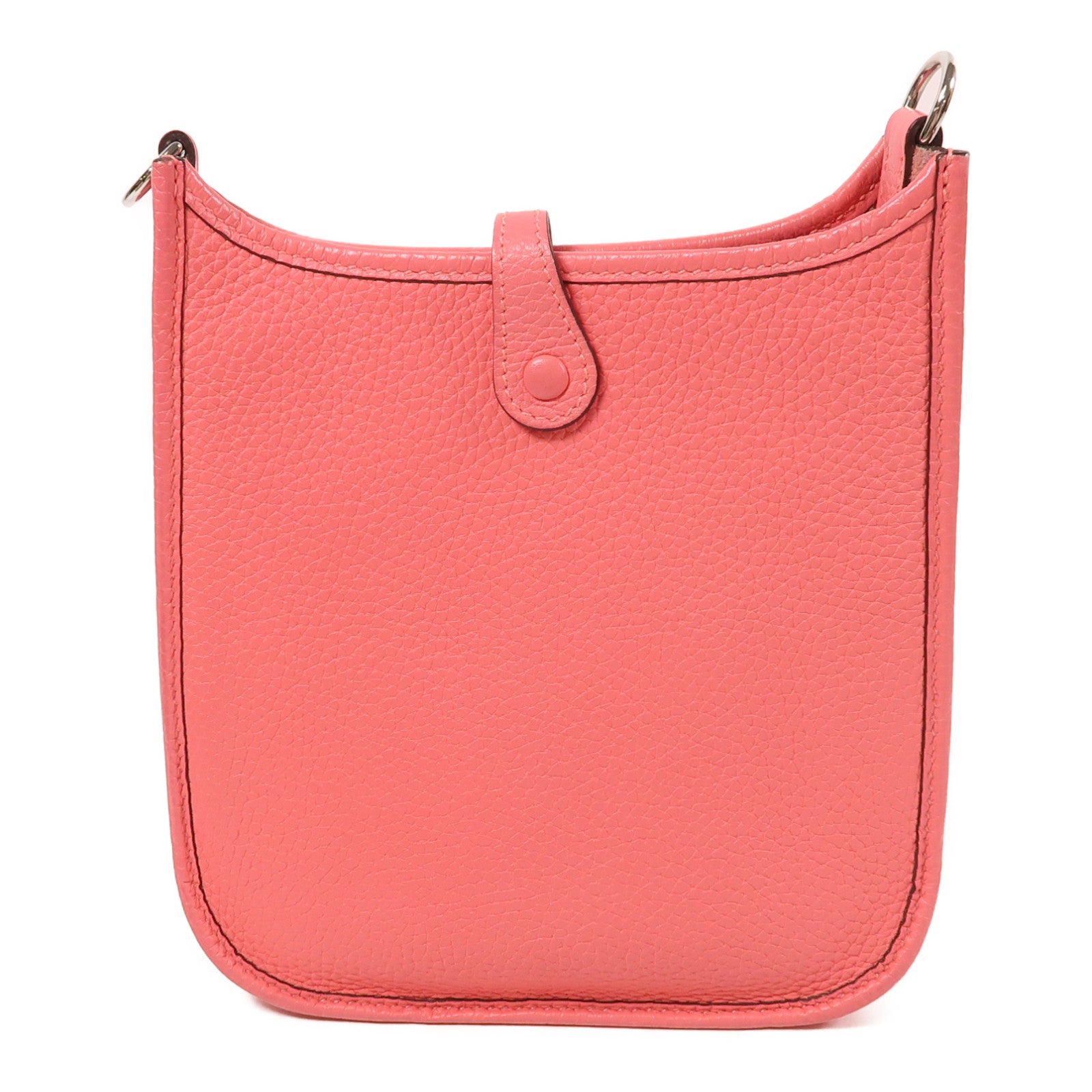 HERMES Clemence皮革Evelyne TPM銀扣肩背袋Rose Azalee