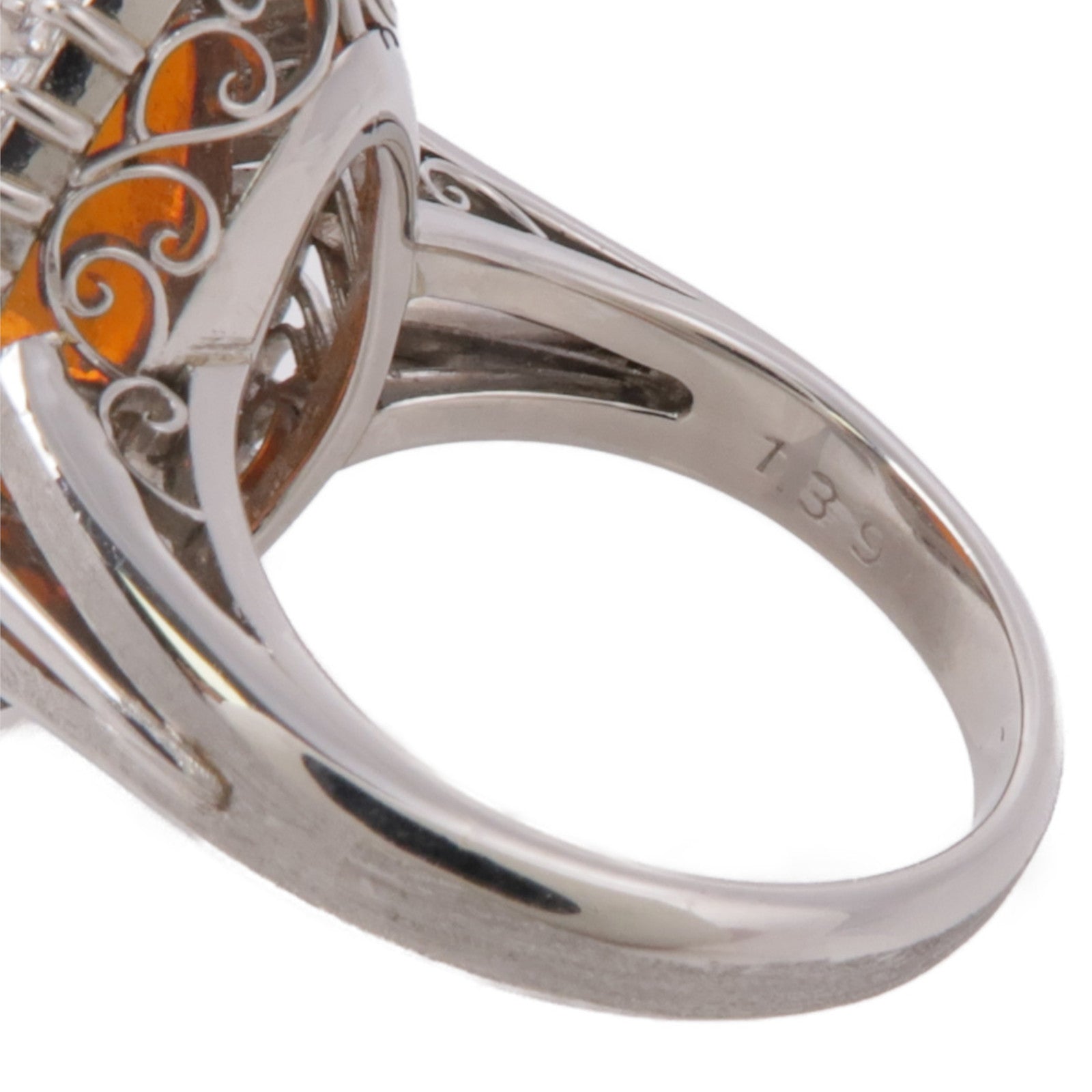 JEWELRY 【激減優惠】PT900鉑金Fire Opal/Diamond Ring 蛋白石/鑽石戒指US#5.25