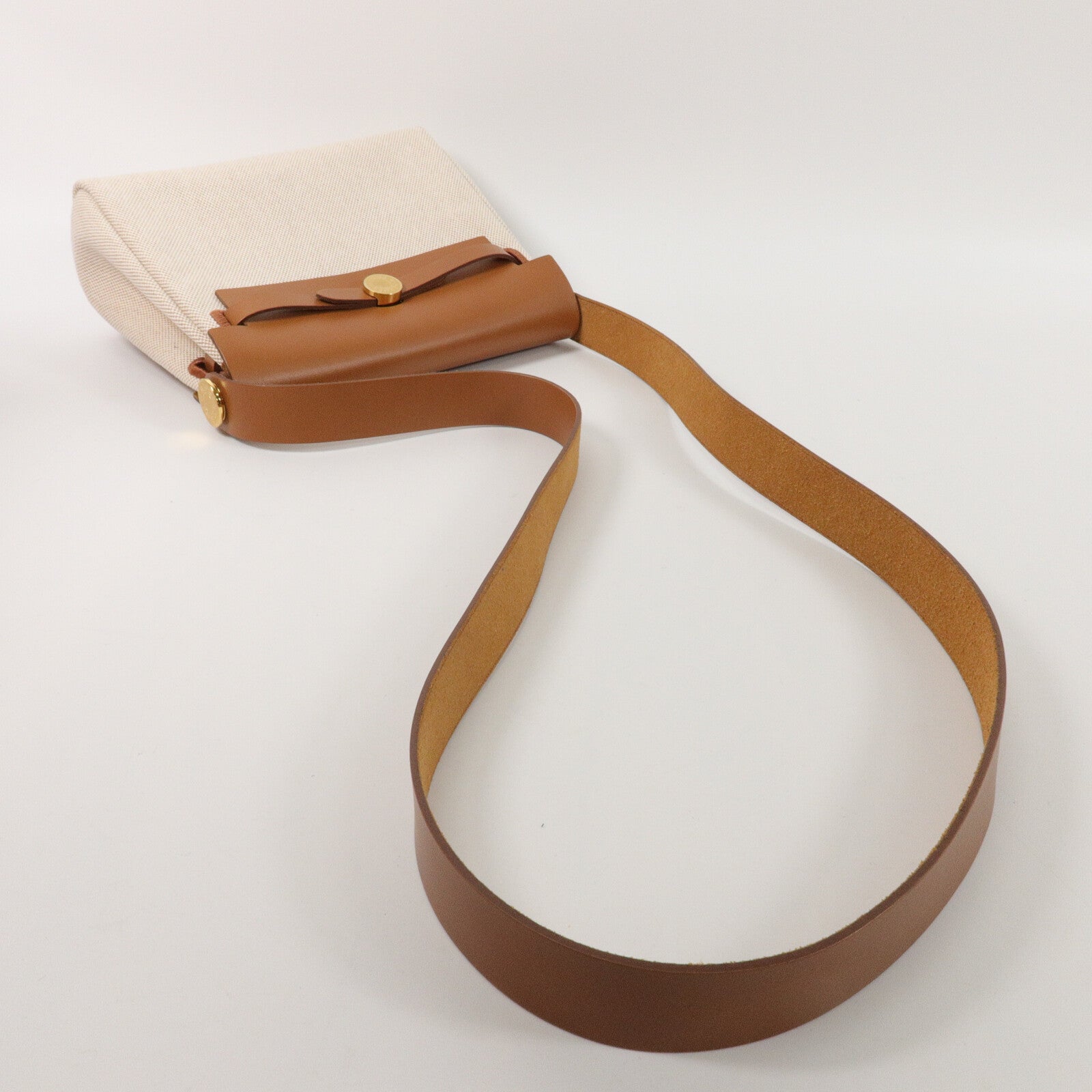 HERMES 帆布Mini Herbag肩背袋Gold