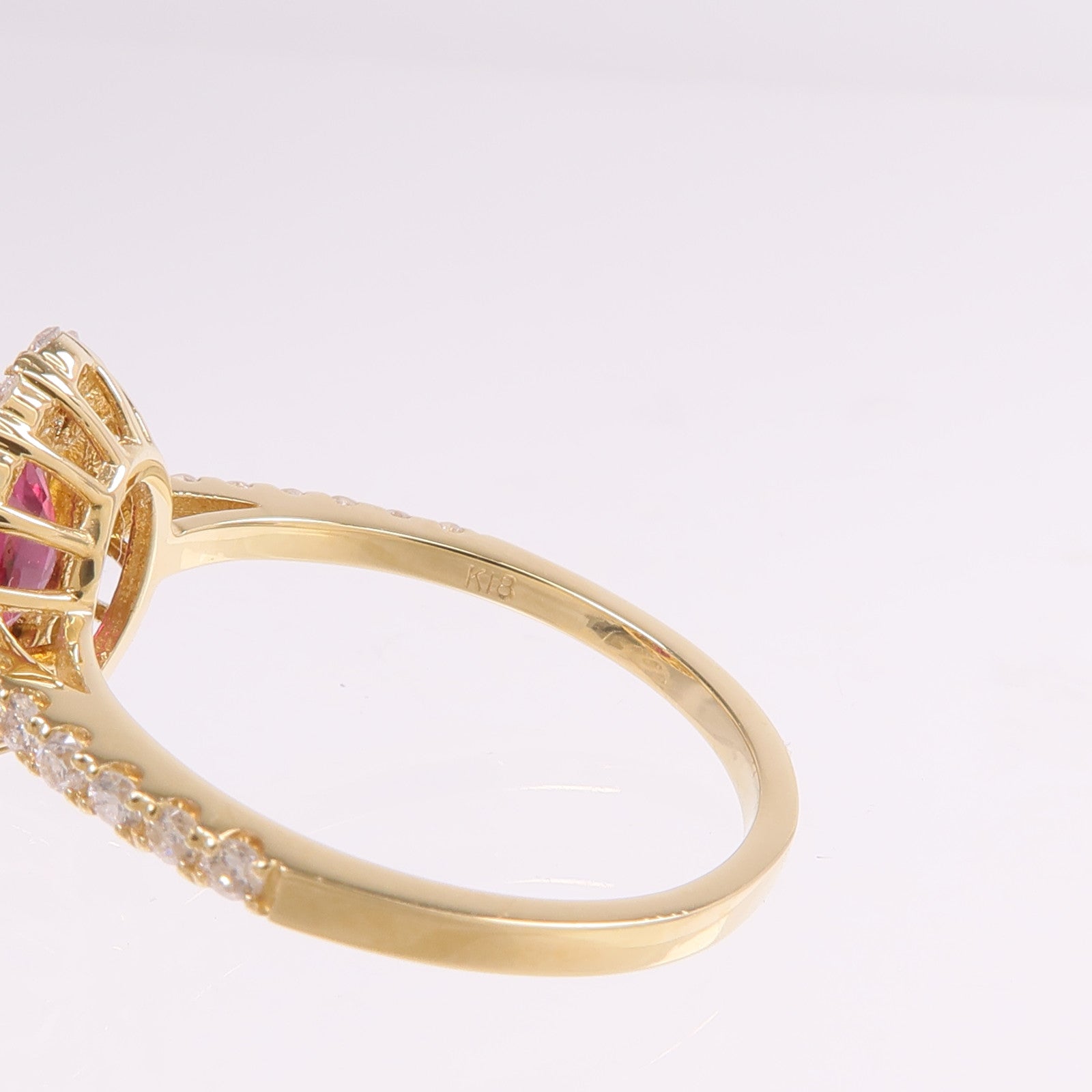 JEWELRY 【激減優惠】18K黃金Ruby Diamond Ring紅寶石/鑽石戒指US#6.75