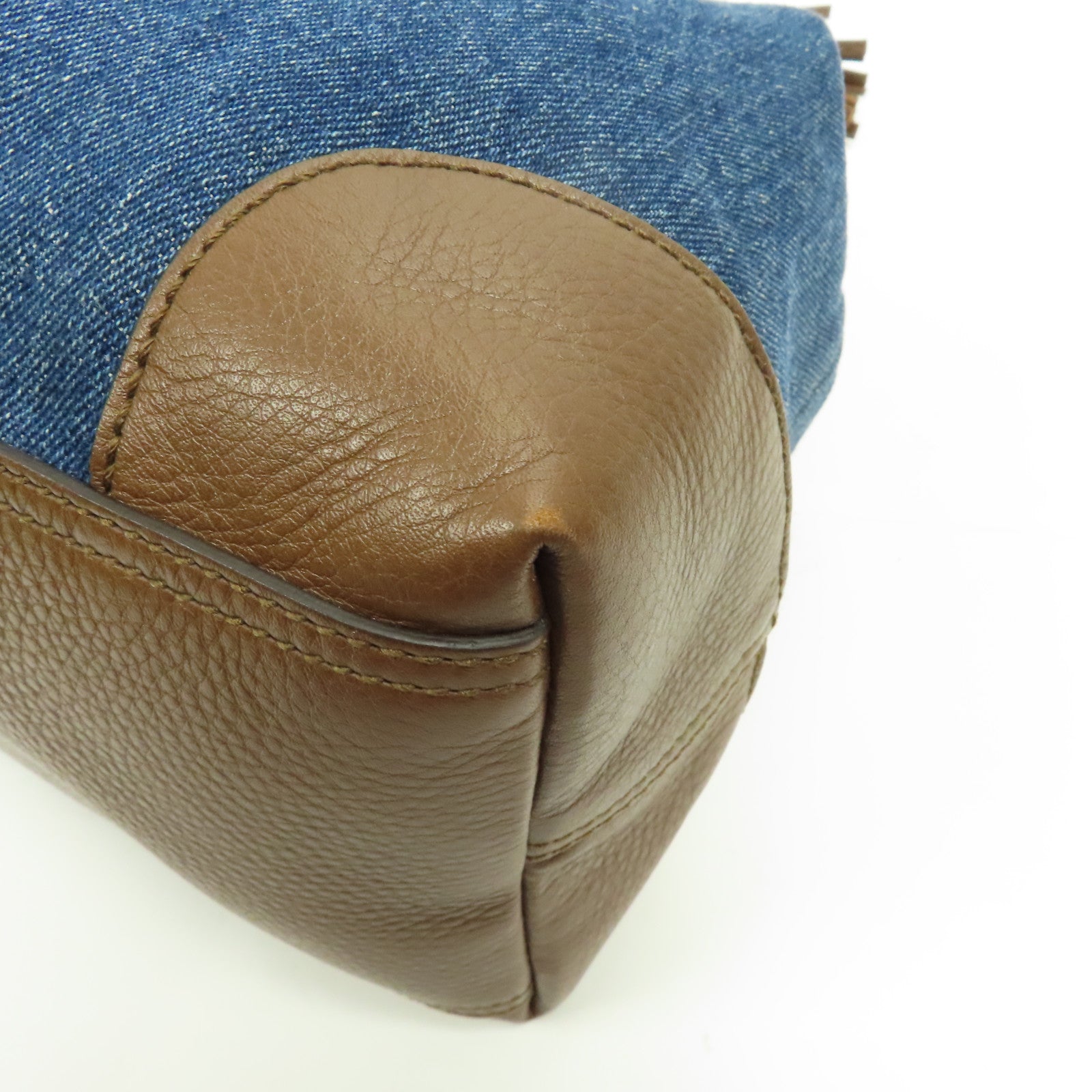 GUCCI 牛仔布Soho Pebbled金扣鏈帶肩背袋藍色
