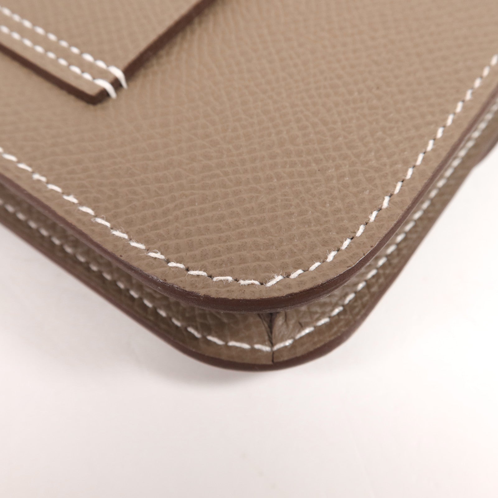 HERMES Evercolor皮革Constance Slim銀扣錢包Etoupe