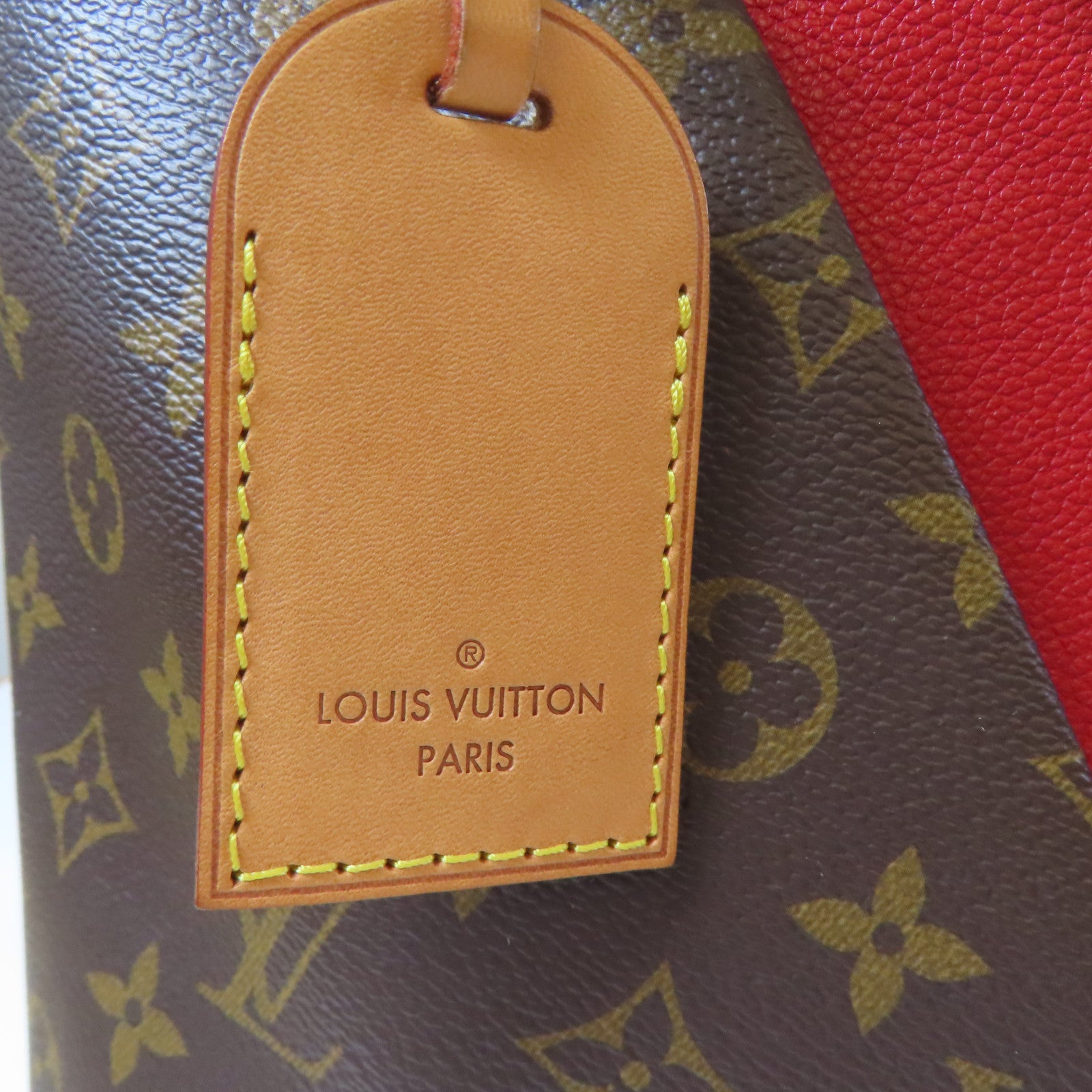LOUIS VUITTON Monogram V Tote MM金扣手挽肩背兩用袋紅色/啡色
