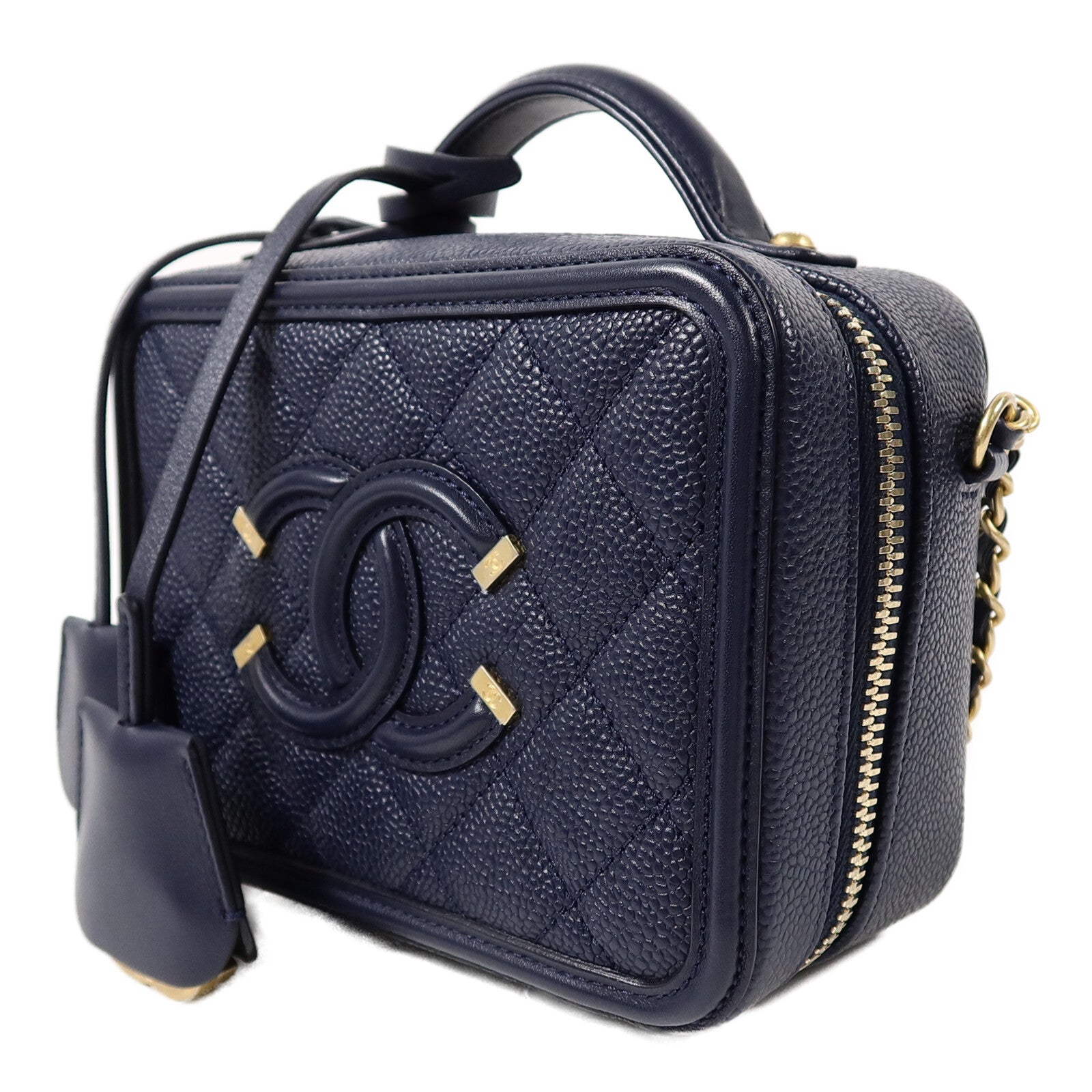 CHANEL 牛皮皮革CC Filigree Vanity Case手挽肩背兩用袋