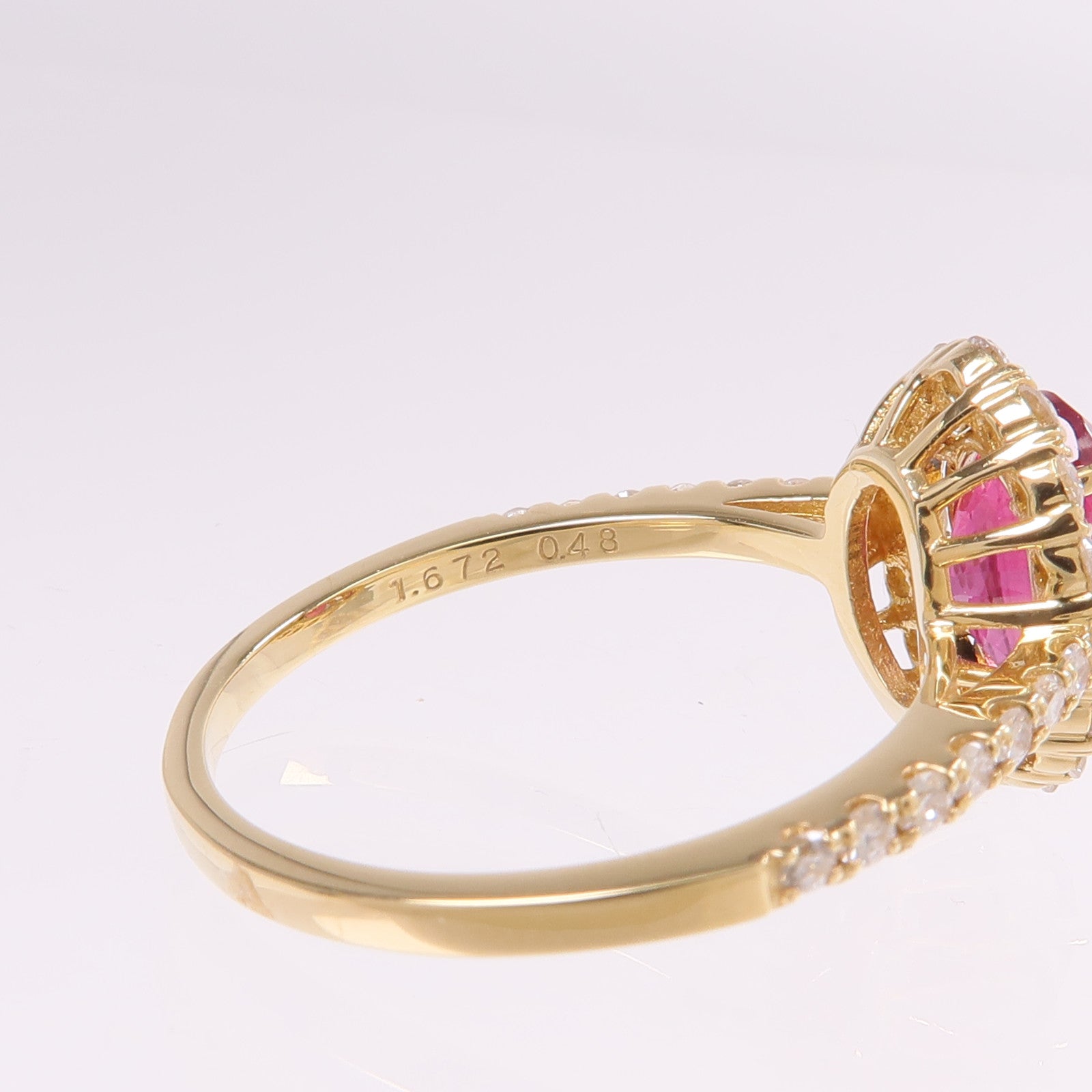 JEWELRY 【激減優惠】18K黃金Ruby Diamond Ring紅寶石/鑽石戒指US#6.75