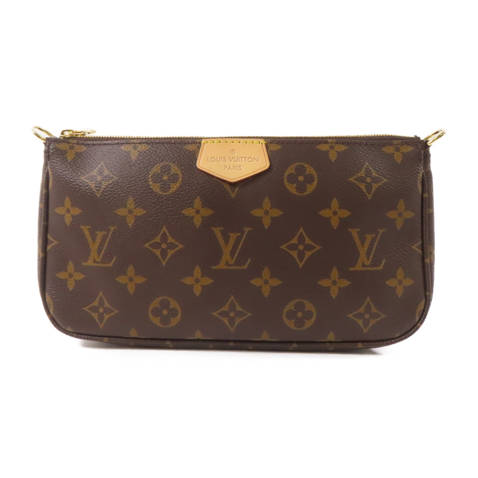 LOUIS VUITTON Monogram Multi Pochette Accessoires金扣手挽肩背兩用袋啡色