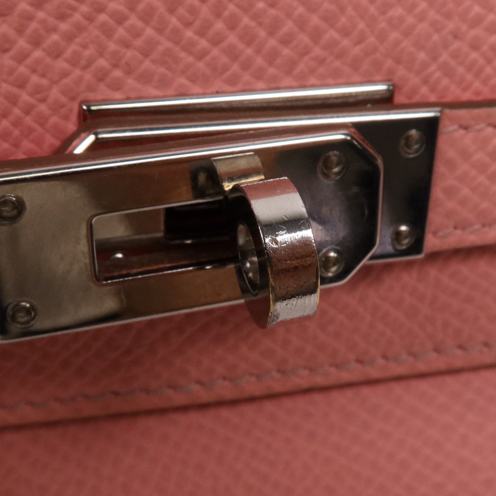 HERMES Epsom皮革Kelly Wallet銀扣長錢包Rose Confetti