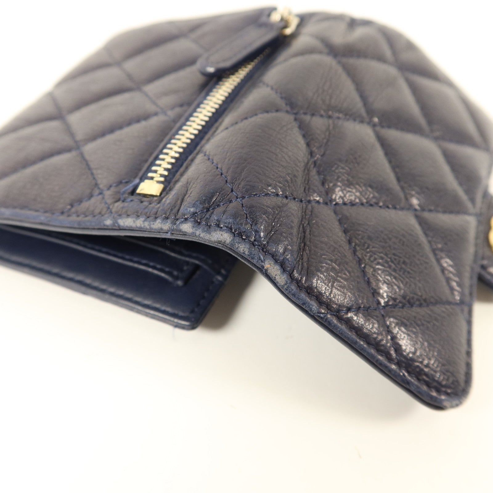 CHANEL 牛皮皮革Trifold Wallet金扣錢包
