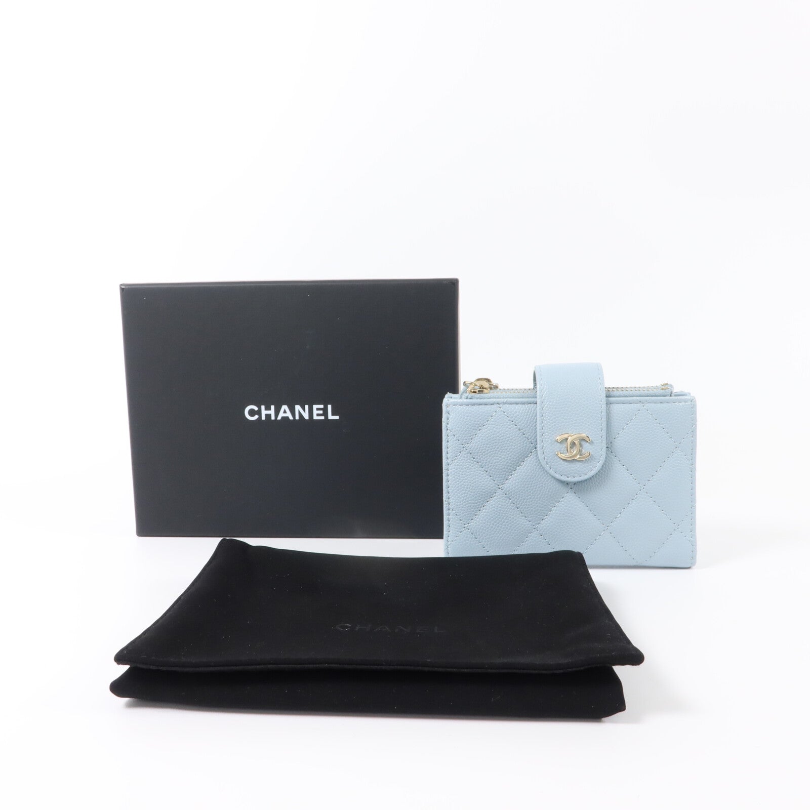CHANEL 牛皮皮革Classic Small Zipped Wallet金扣錢包