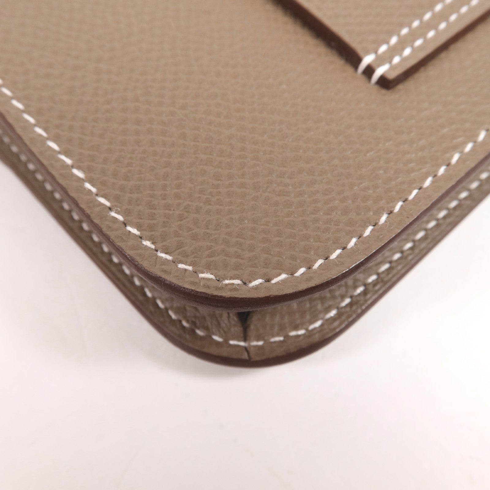 HERMES Evercolor皮革Constance Slim銀扣錢包Etoupe