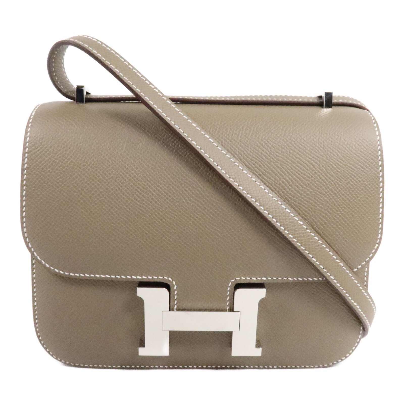HERMES Epsom皮革Constance Mini肩背袋Etoupe