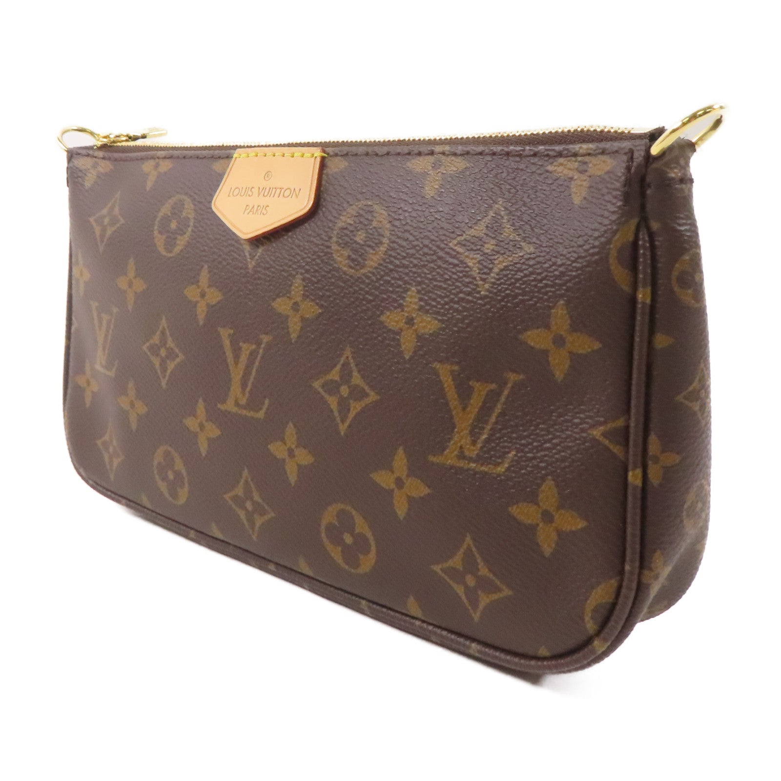 LOUIS VUITTON Monogram Multi Pochette Accessoires金扣手挽肩背兩用袋啡色