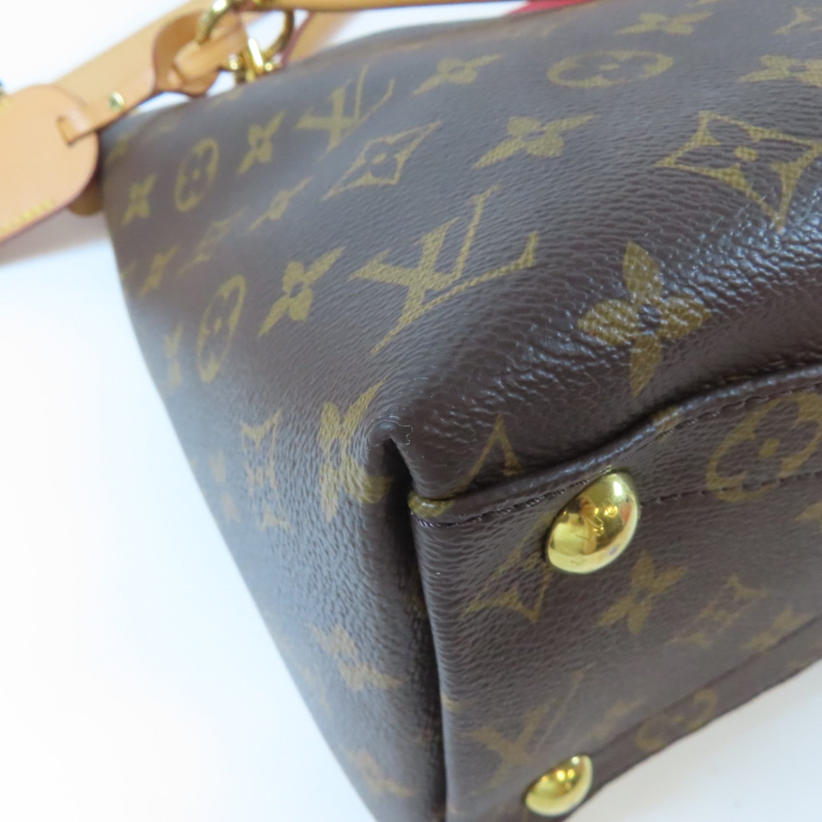 LOUIS VUITTON Monogram V Tote MM金扣手挽肩背兩用袋紅色/啡色