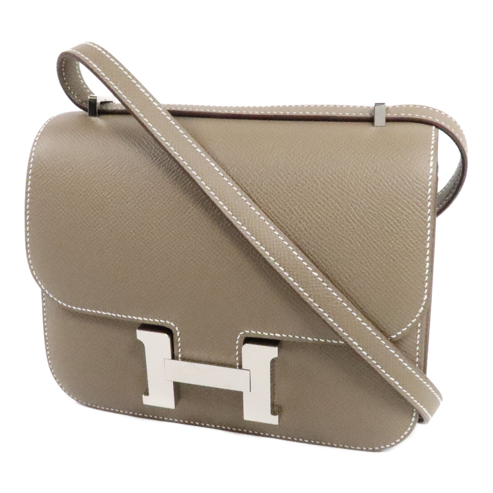 HERMES Epsom皮革Constance Mini肩背袋Etoupe