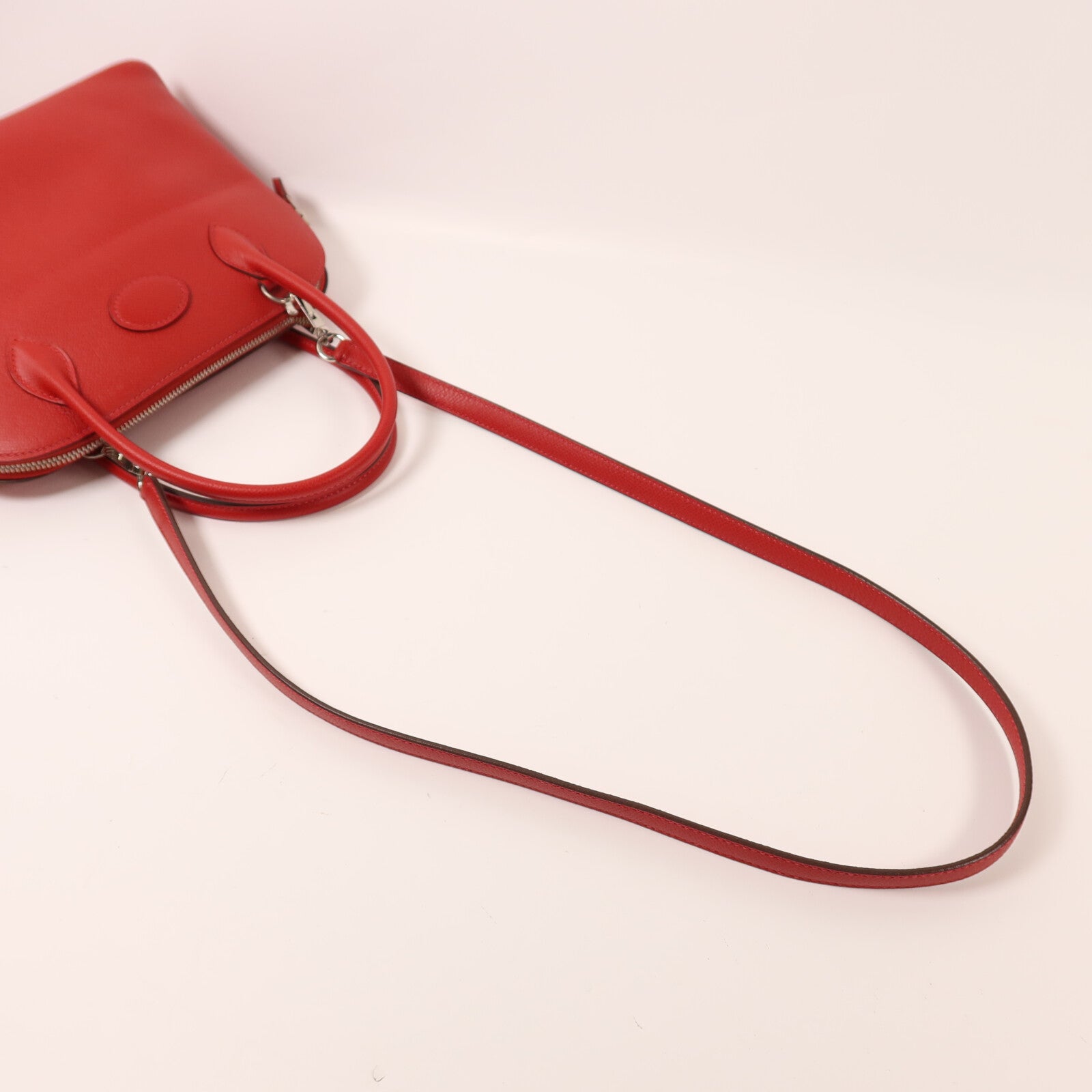 HERMES 【激減優惠】Epsom皮革Bolide 27銀扣手挽袋Rouge Casaque