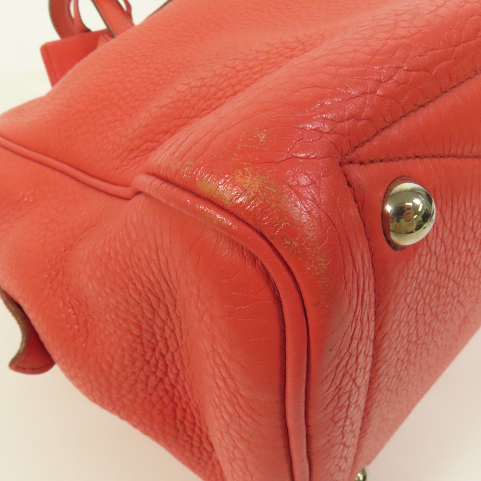 HERMES Clemence皮革Victoria 35銀扣手挽袋Rouge Pivoine