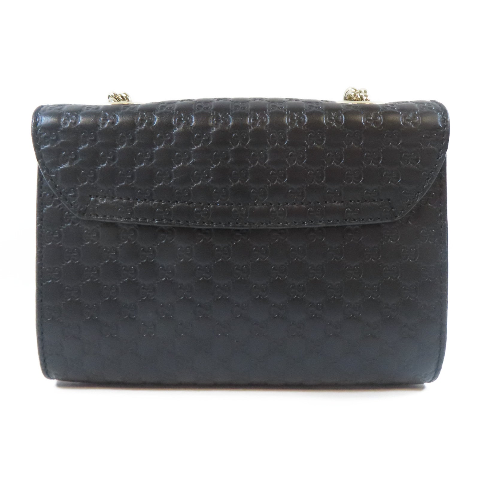 GUCCI 牛皮皮革Guccissima Mini Emily Shoulder金扣鏈帶肩背袋黑色