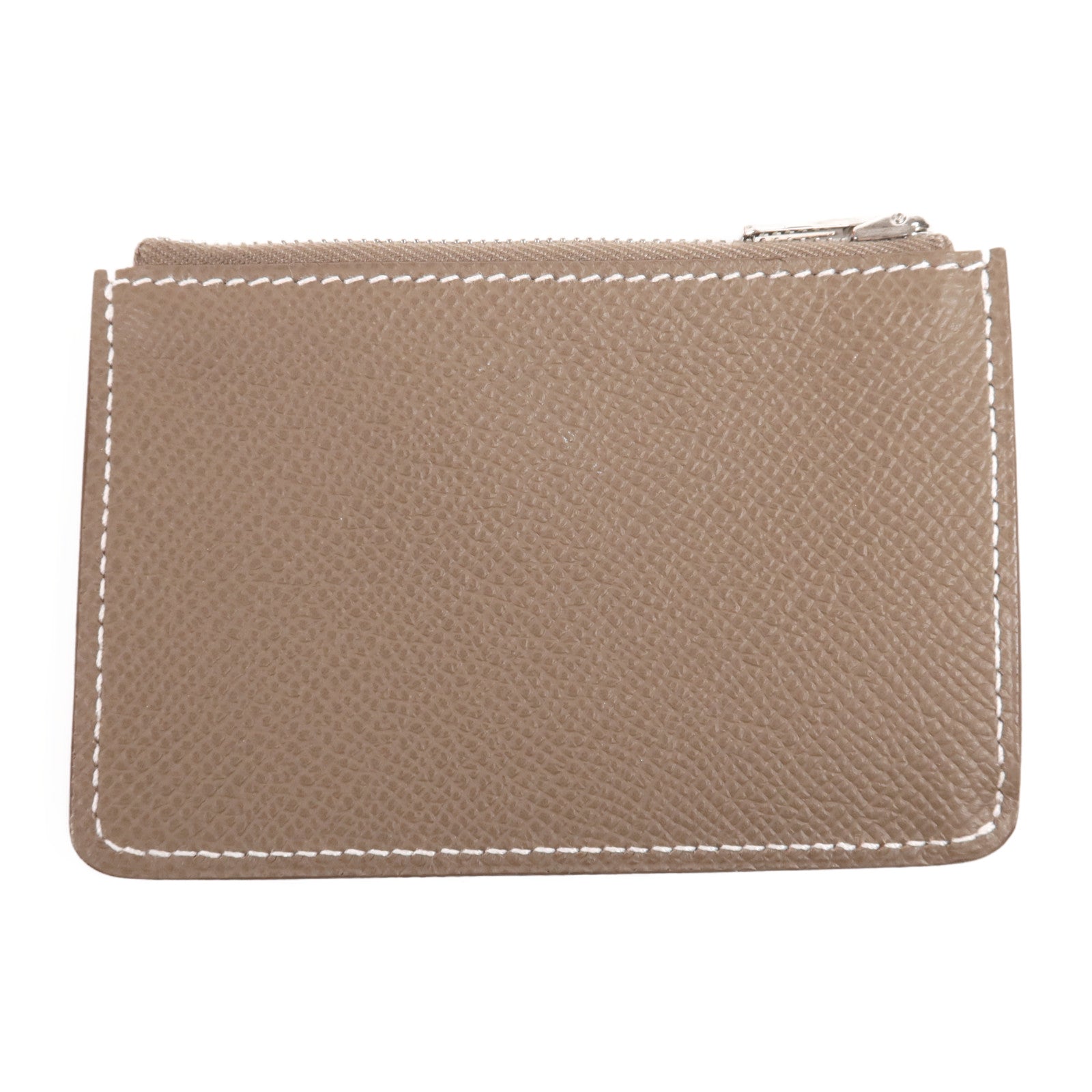 HERMES Evercolor皮革Constance Slim銀扣錢包Etoupe