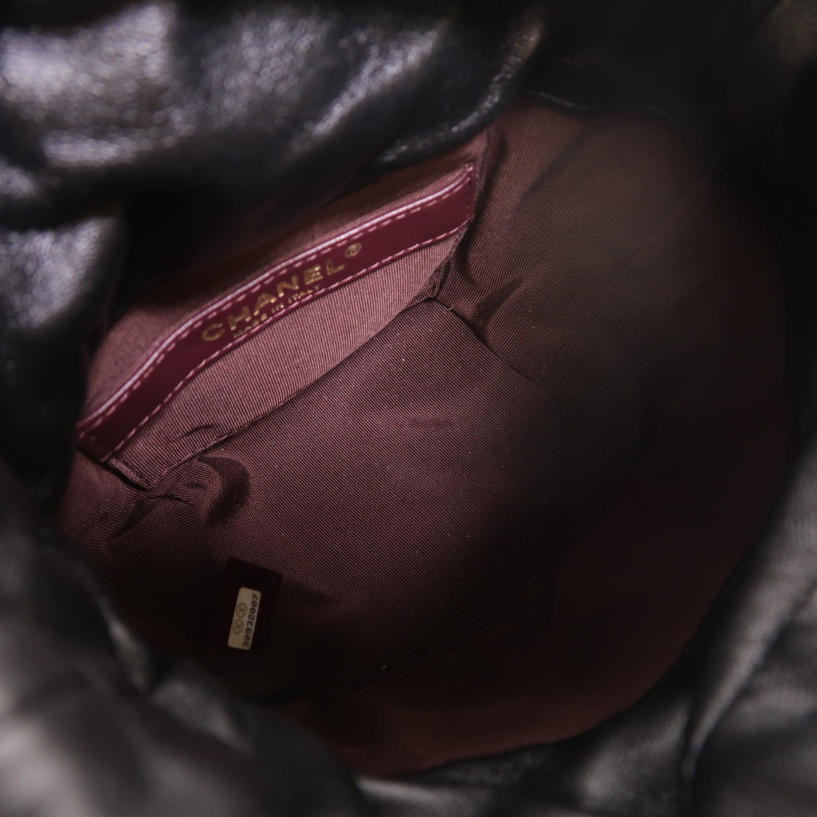 CHANEL 羊皮皮革Drawstring Bag金扣鏈帶肩背袋