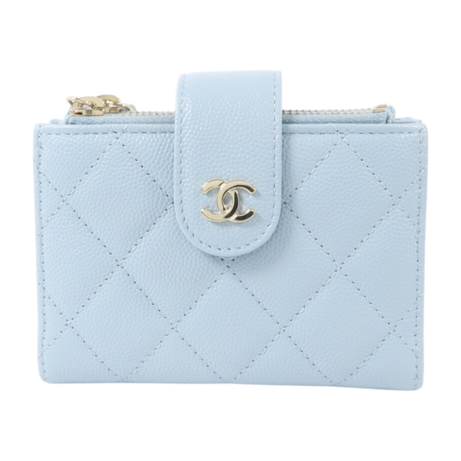 CHANEL 牛皮皮革Classic Small Zipped Wallet金扣錢包
