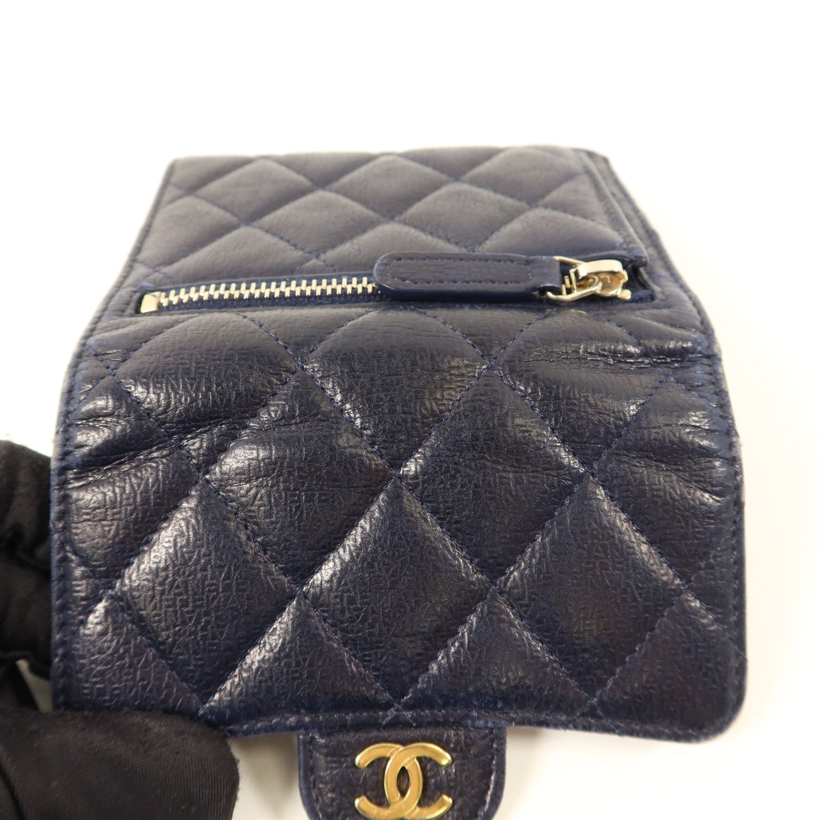 CHANEL 牛皮皮革Trifold Wallet金扣錢包