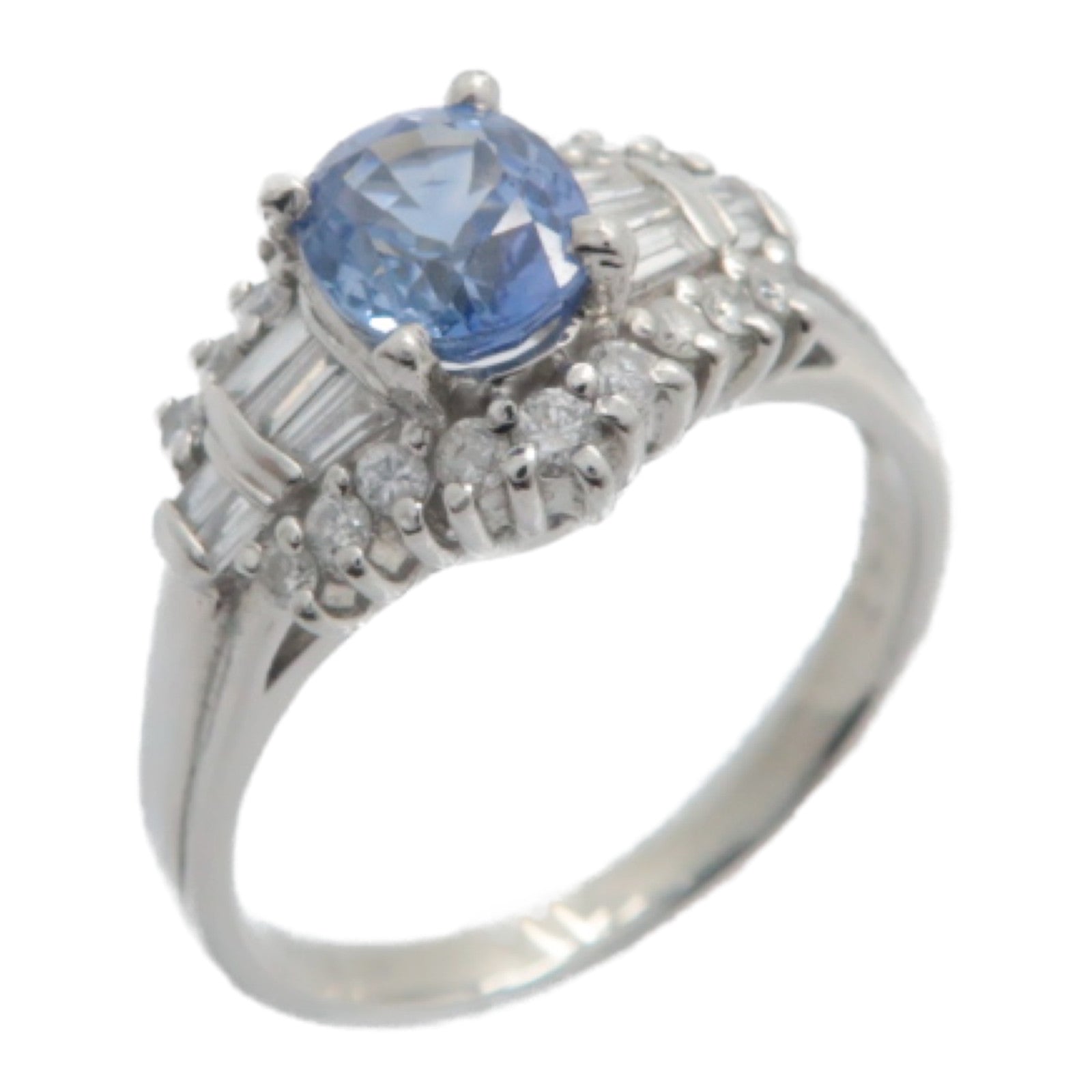 JEWELRY 【激減優惠】PT900鉑金Sapphire Diamond Ring 藍寶石/0.47ct鑽石戒指US#6.75