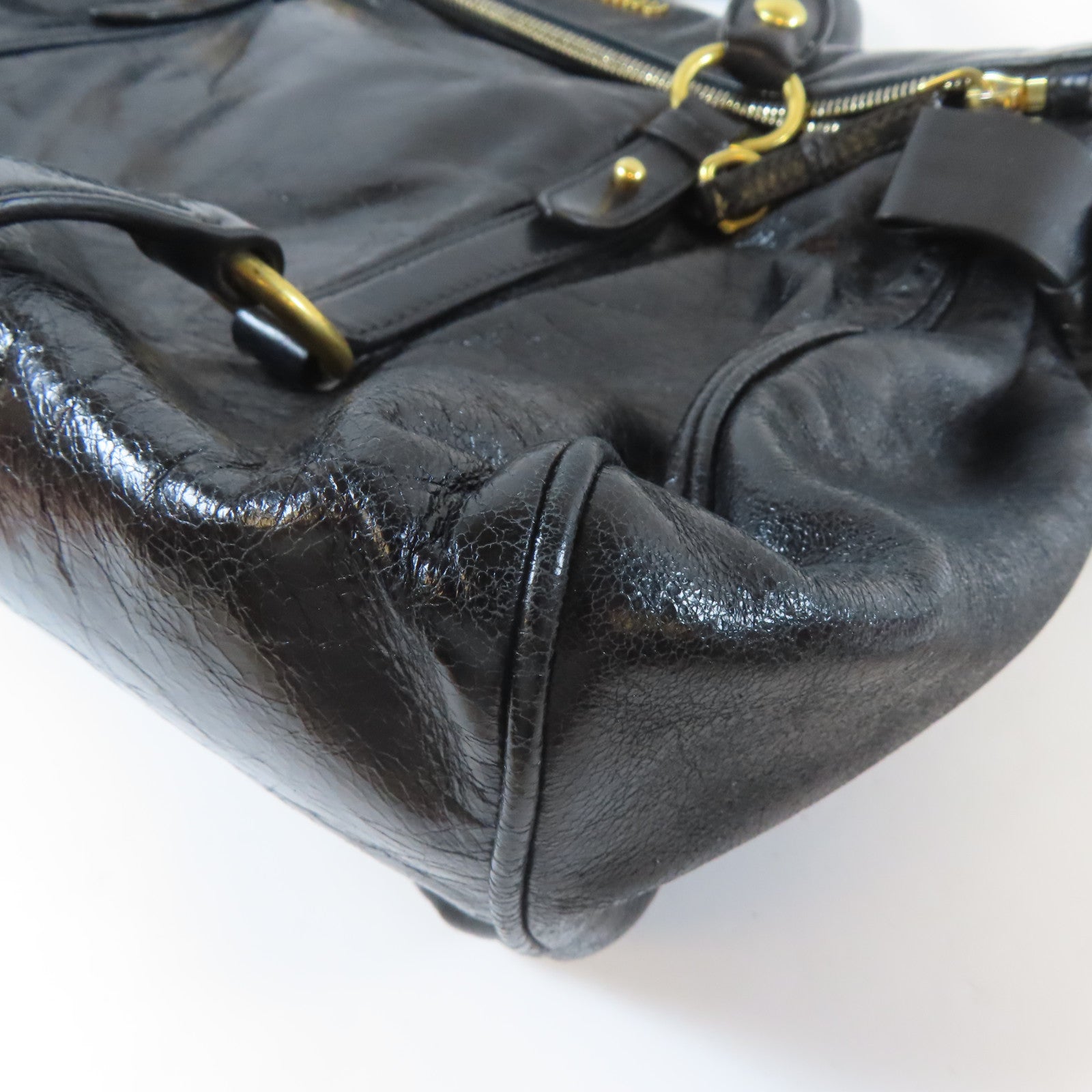 Miu Miu 皮革Shoulder Bag金扣手挽肩背兩用袋黑色