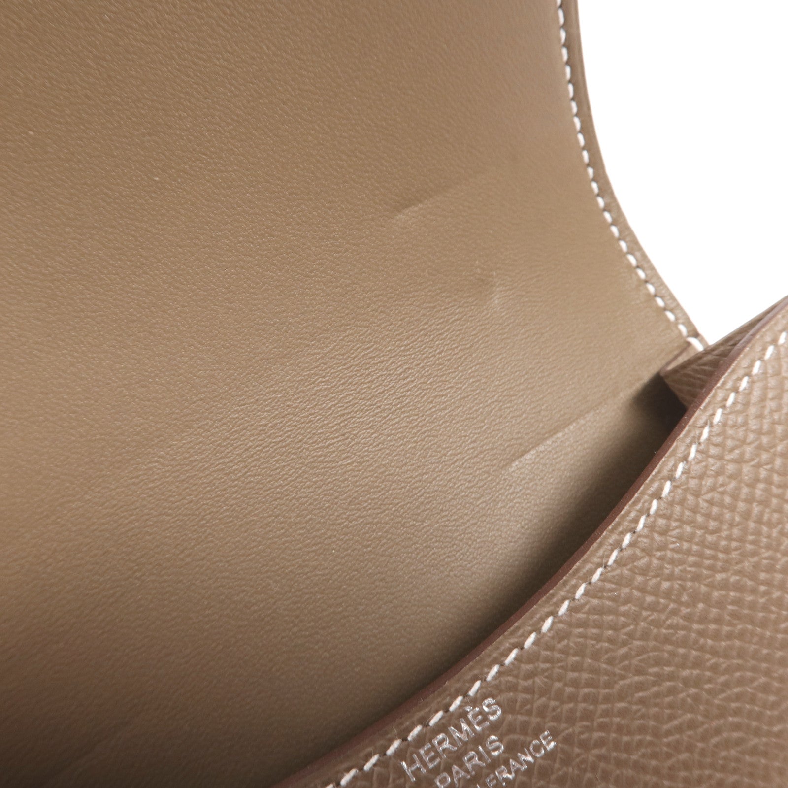 HERMES Evercolor皮革Constance Slim銀扣錢包Etoupe