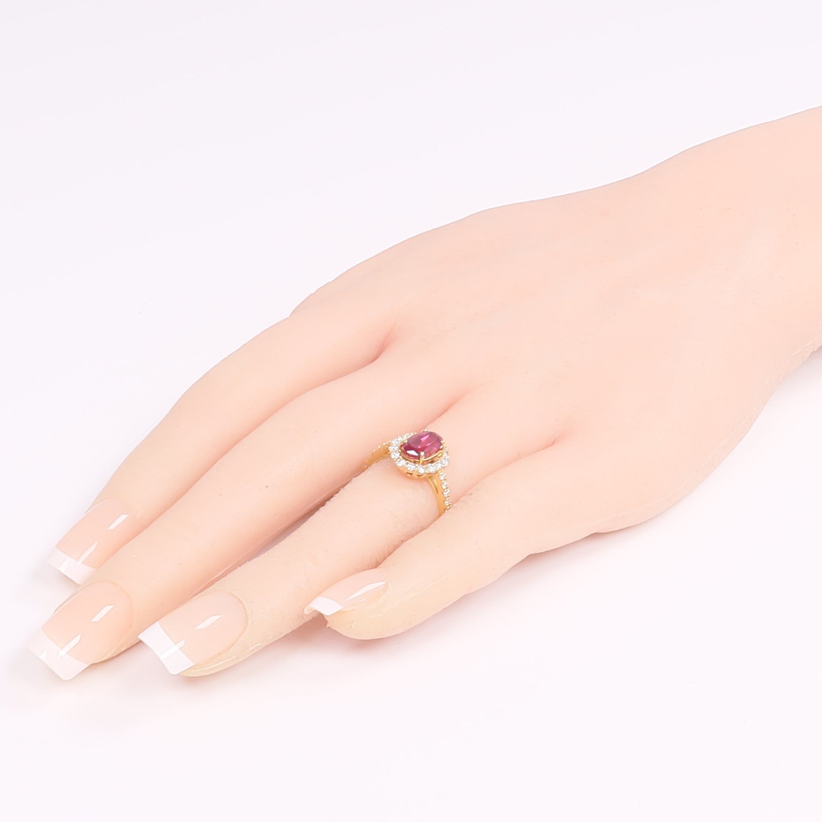 JEWELRY 【激減優惠】18K黃金Ruby Diamond Ring紅寶石/鑽石戒指US#6.75