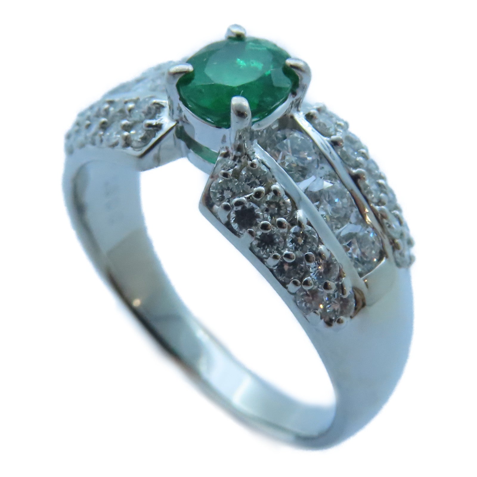 JEWELRY 【激減優惠】PT900白金Emerald/Diamond Ring 0.56ct綠寶石/0.85ct鑽石戒指US#8.25