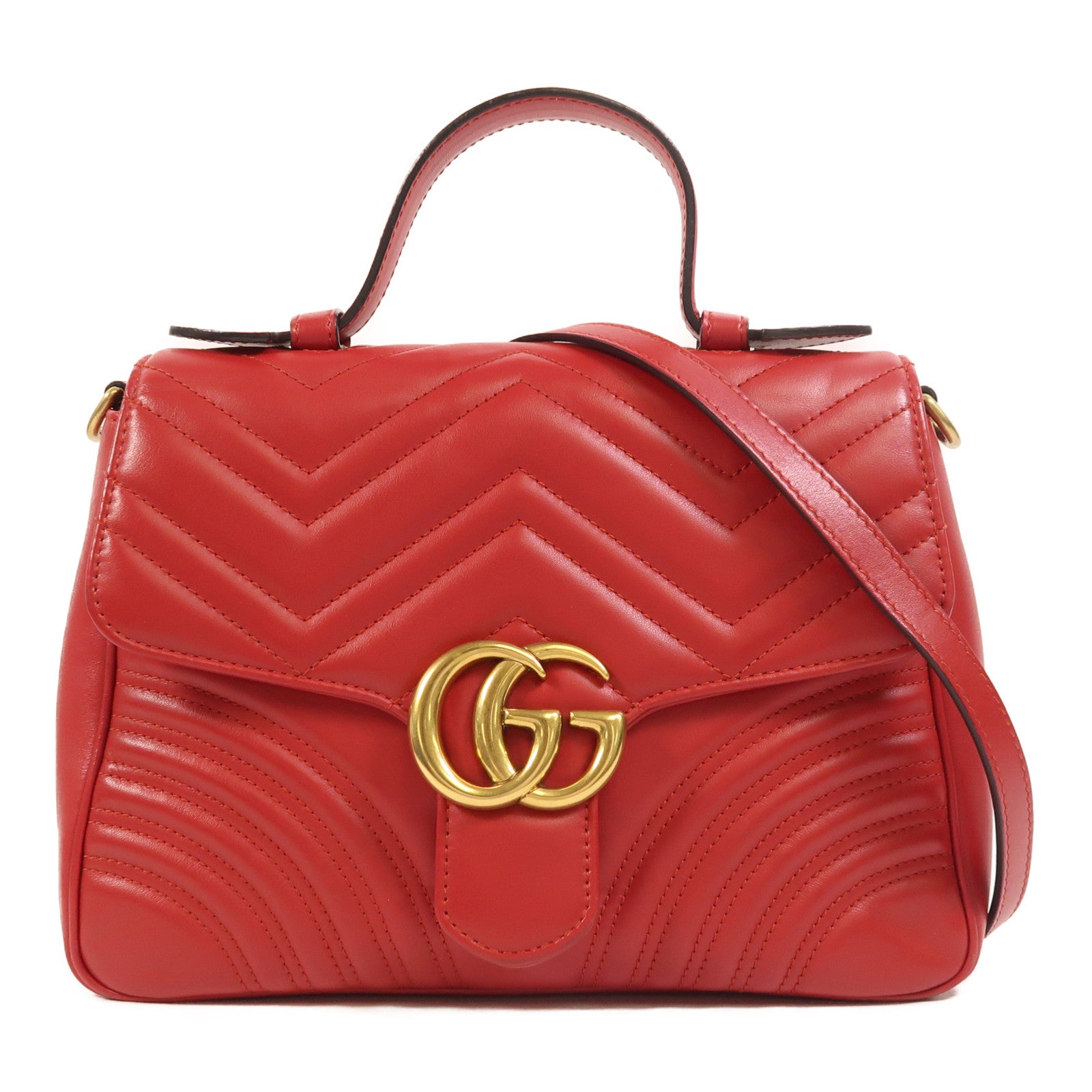 GUCCI 牛皮皮革GG Marmont金扣手挽肩背兩用袋