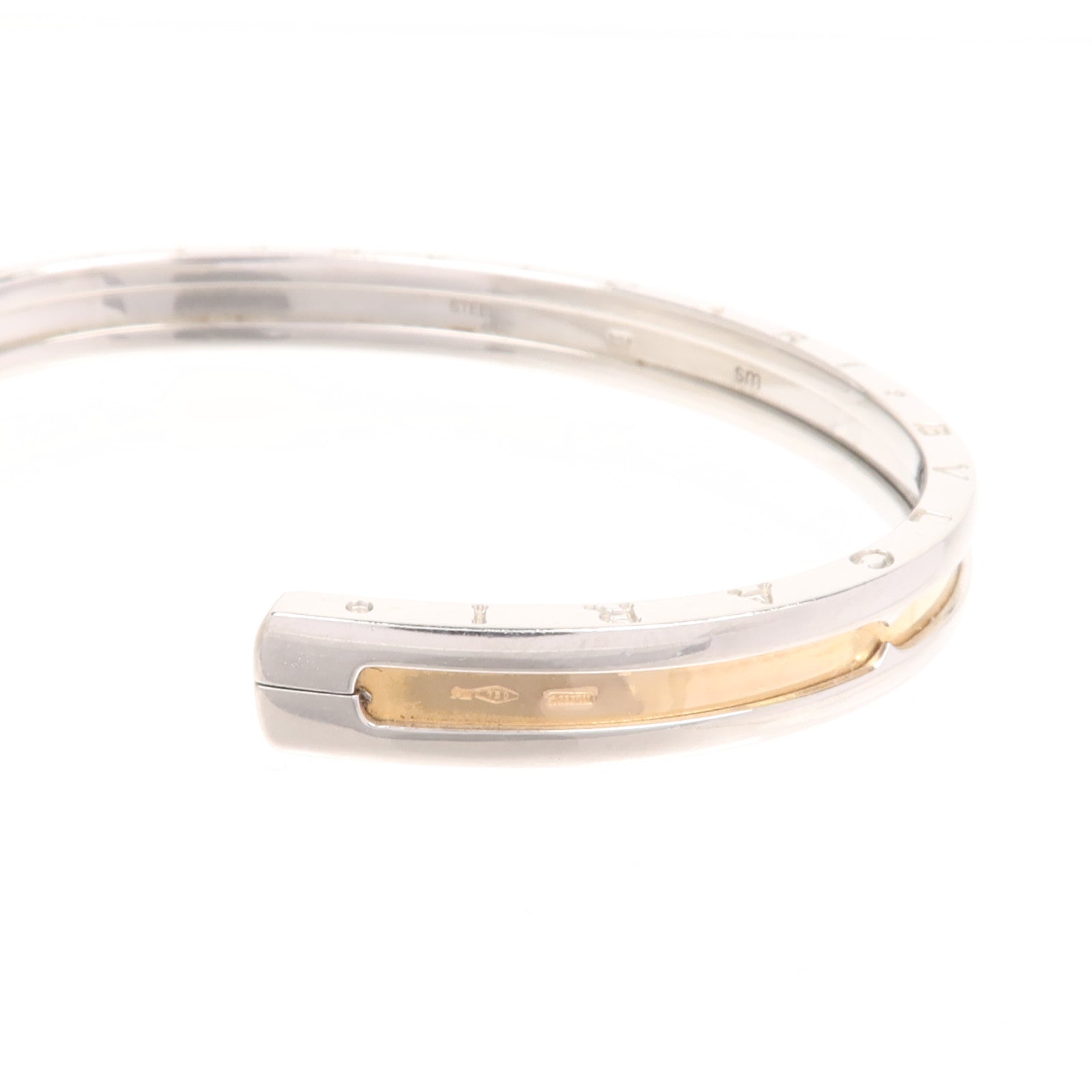 BVLGARI 18K玫瑰金/不鏽鋼Open Bangle手鐲