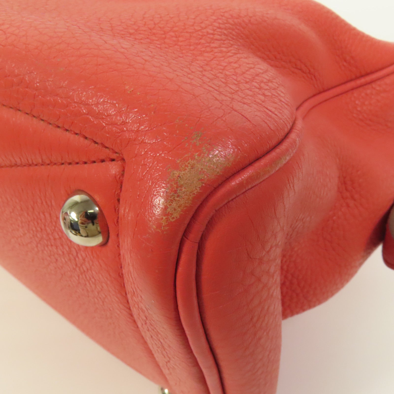 HERMES Clemence皮革Victoria 35銀扣手挽袋Rouge Pivoine