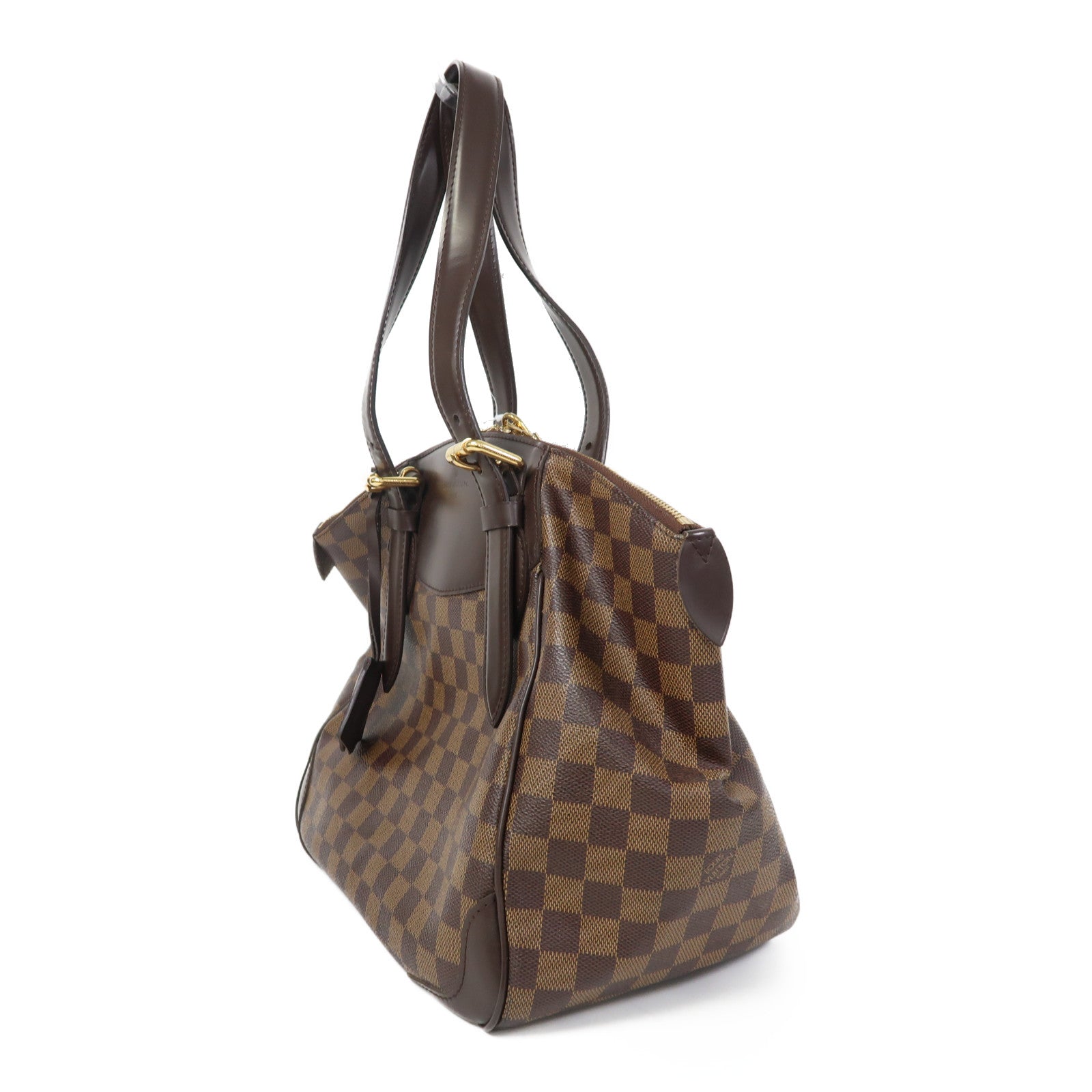 LOUIS VUITTON 【激減優惠】Damier Verona MM金扣肩背袋棕色