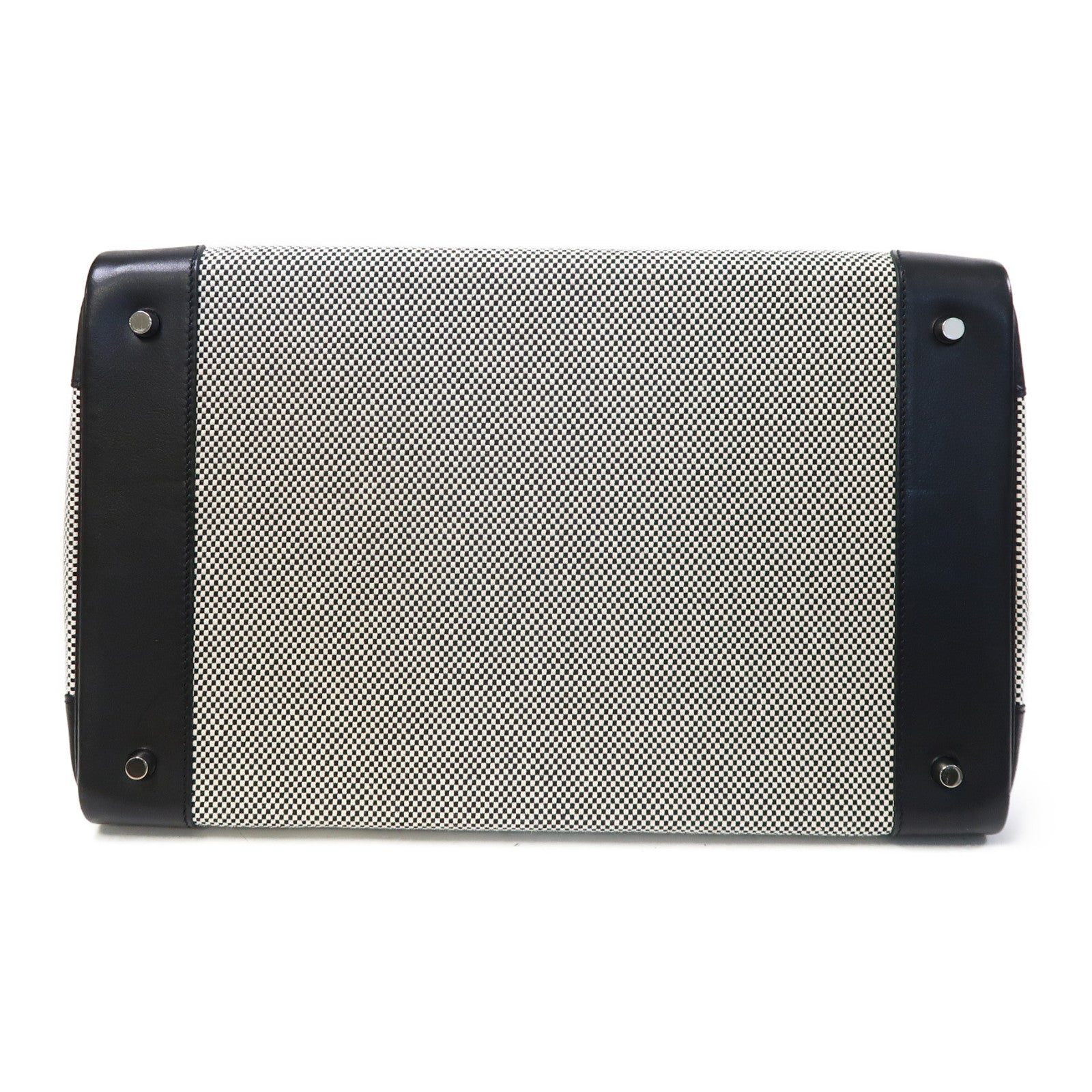 HERMES Toile H帆布/Evercolor皮革Birkin 40 HAC銀扣手挽袋黑色