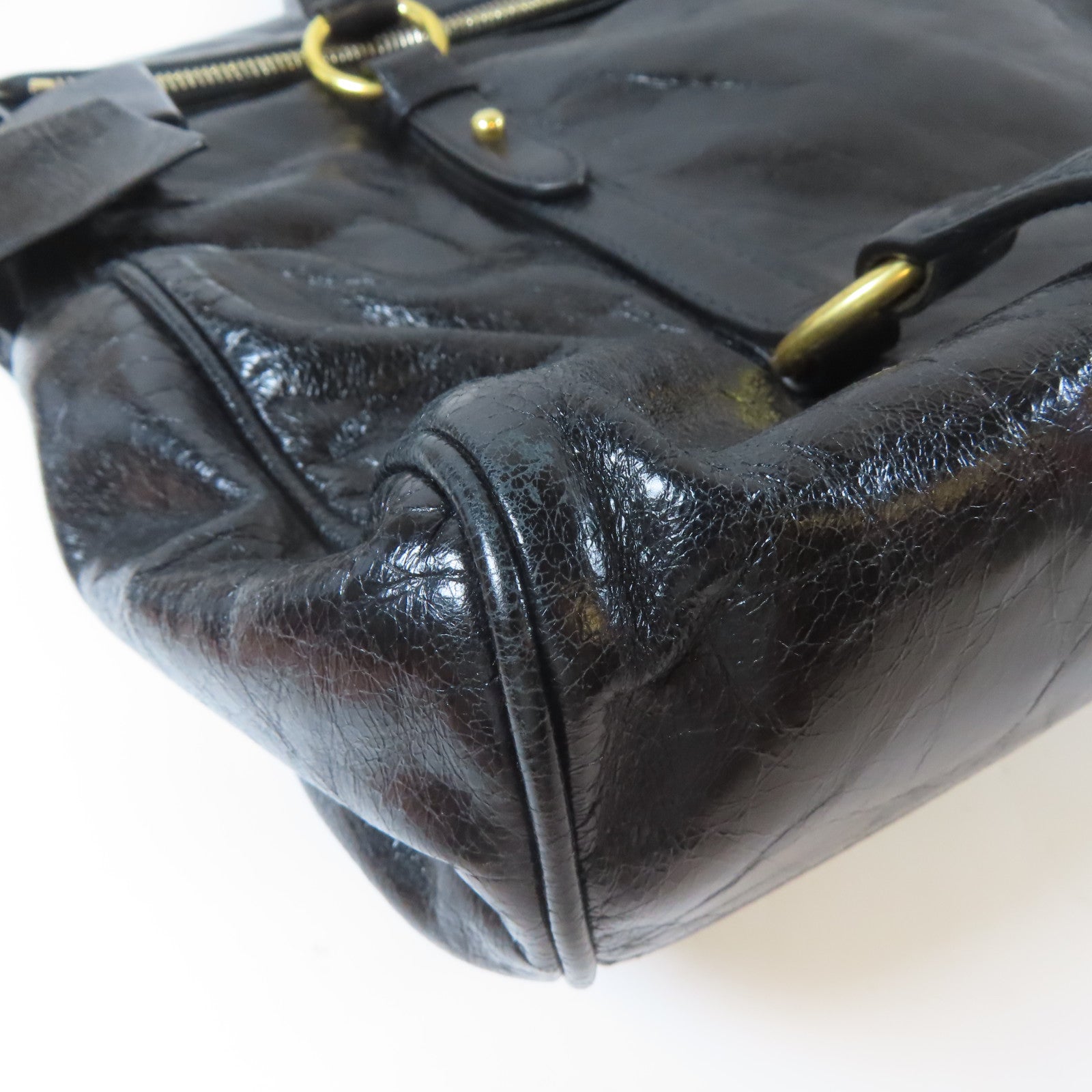 Miu Miu 皮革Shoulder Bag金扣手挽肩背兩用袋黑色