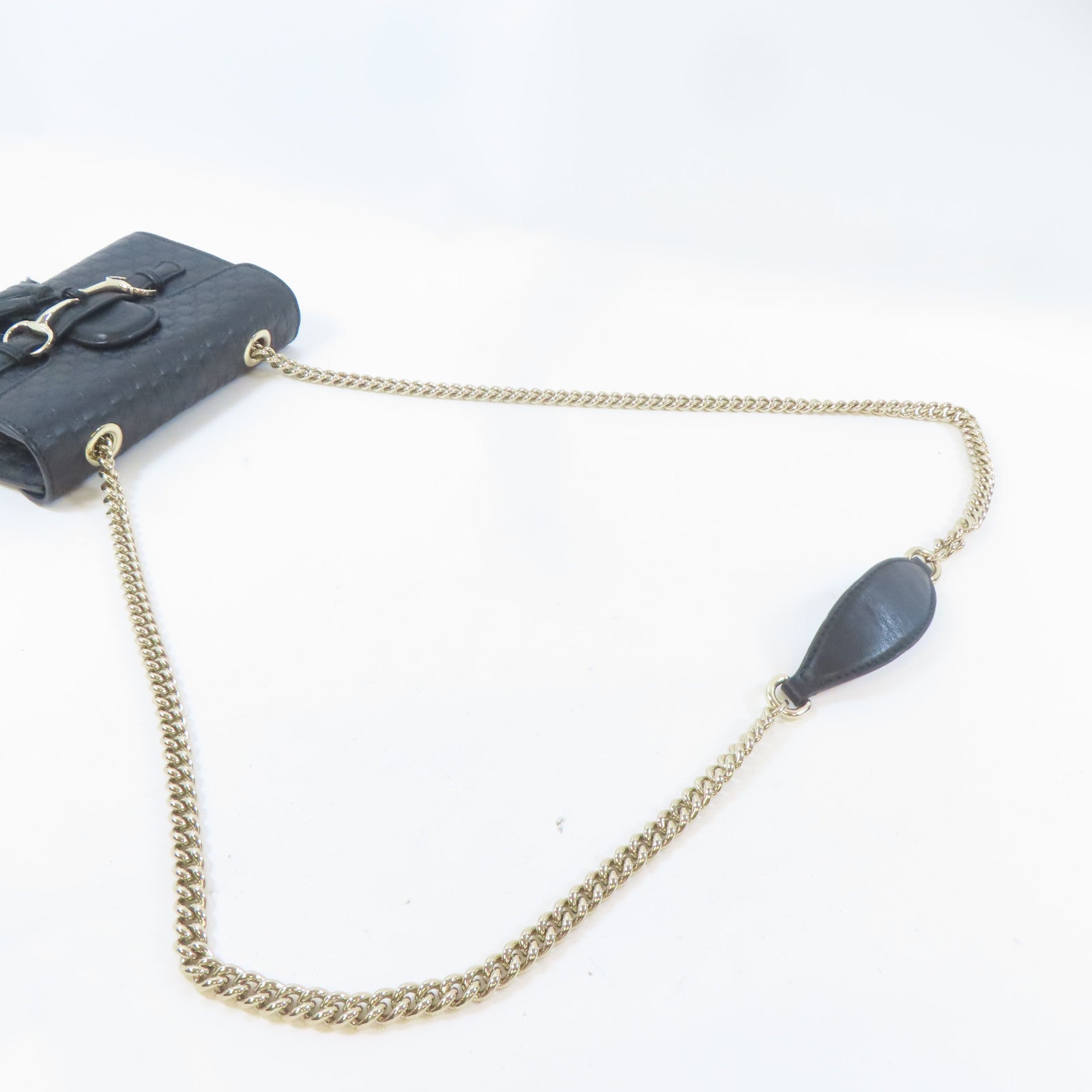 GUCCI 牛皮皮革Guccissima Mini Emily Shoulder金扣鏈帶肩背袋黑色