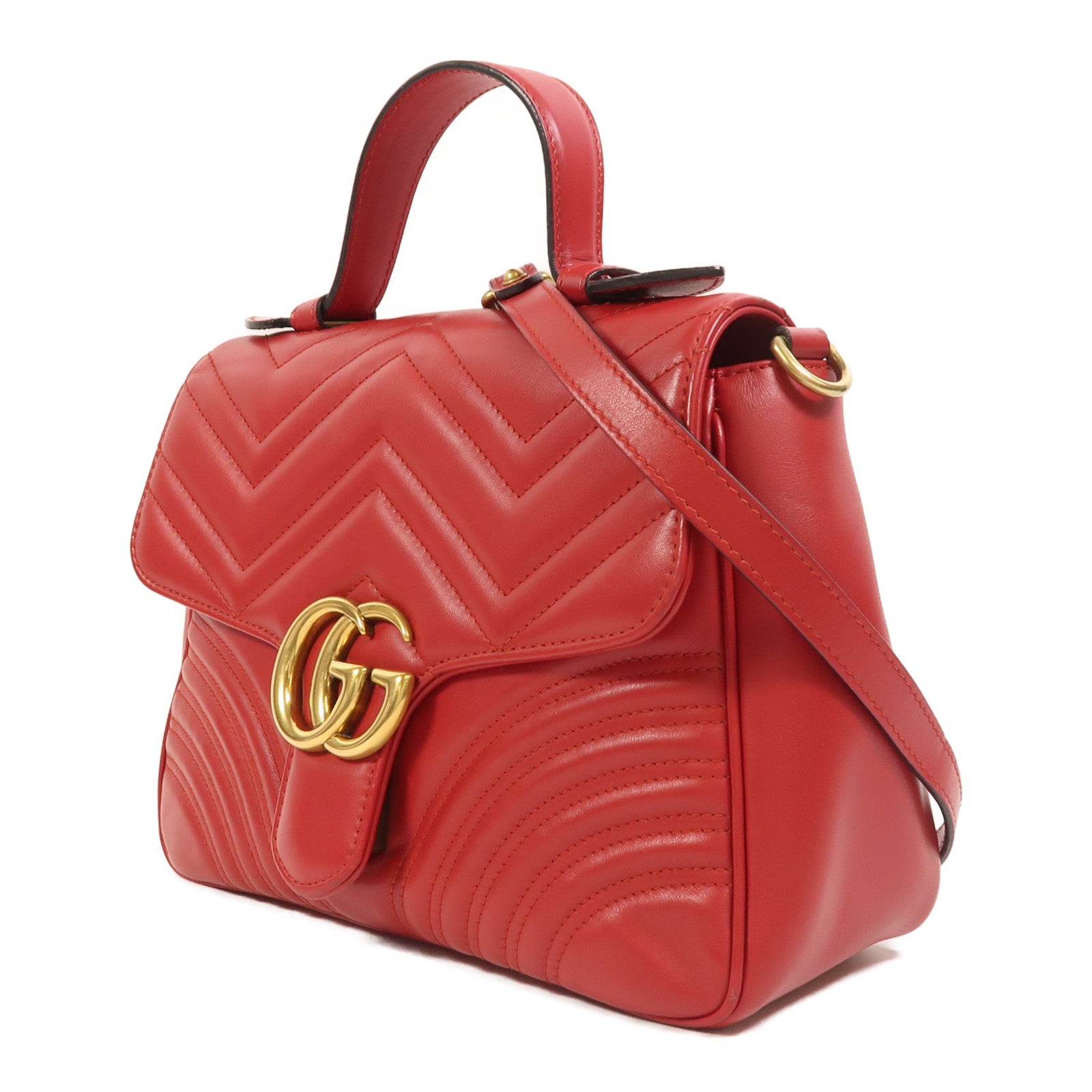 GUCCI 牛皮皮革GG Marmont金扣手挽肩背兩用袋